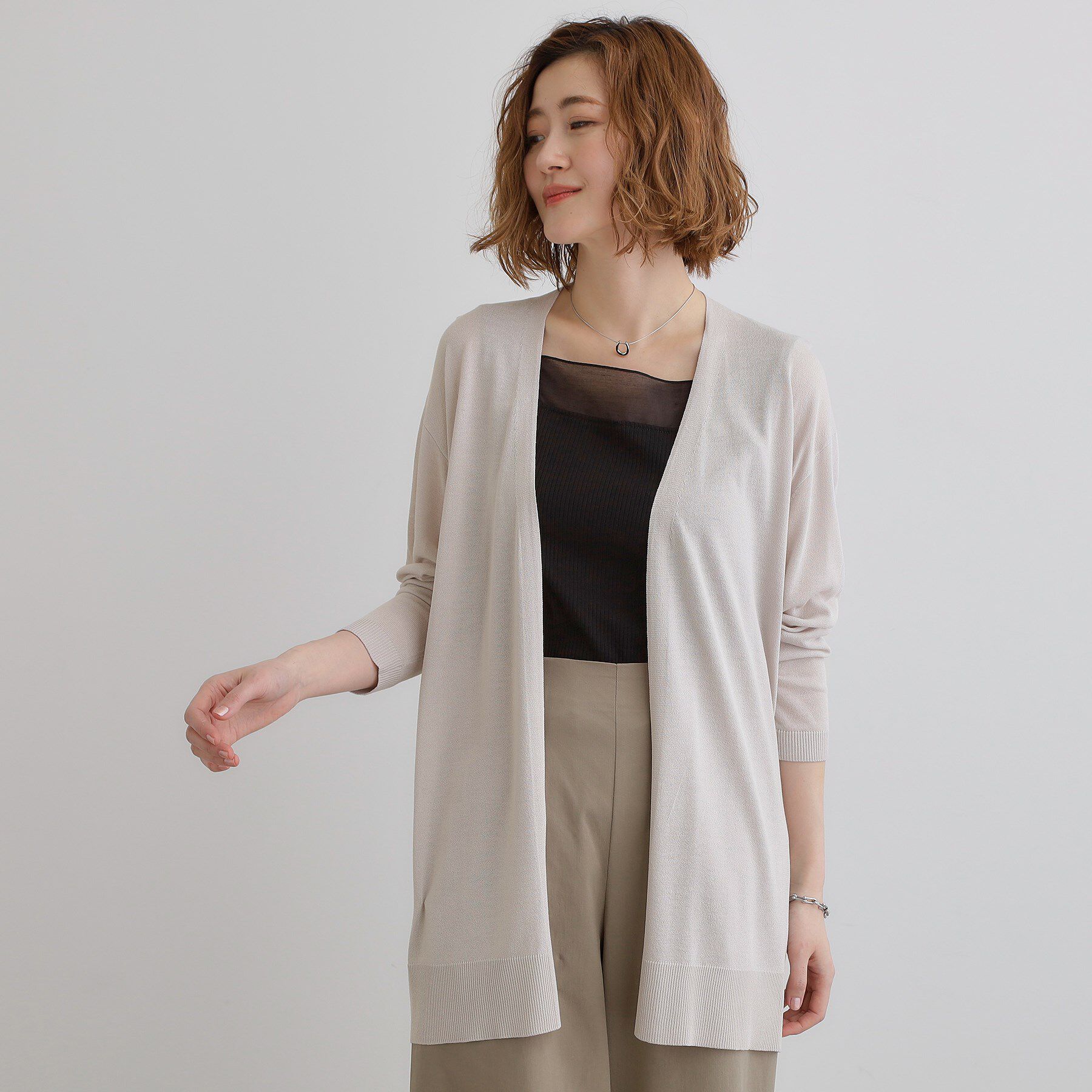 grove「【接触冷感/UVカットetc】夏に嬉しい機能付き！ベーシックロングカーディガン」|カーディガン|