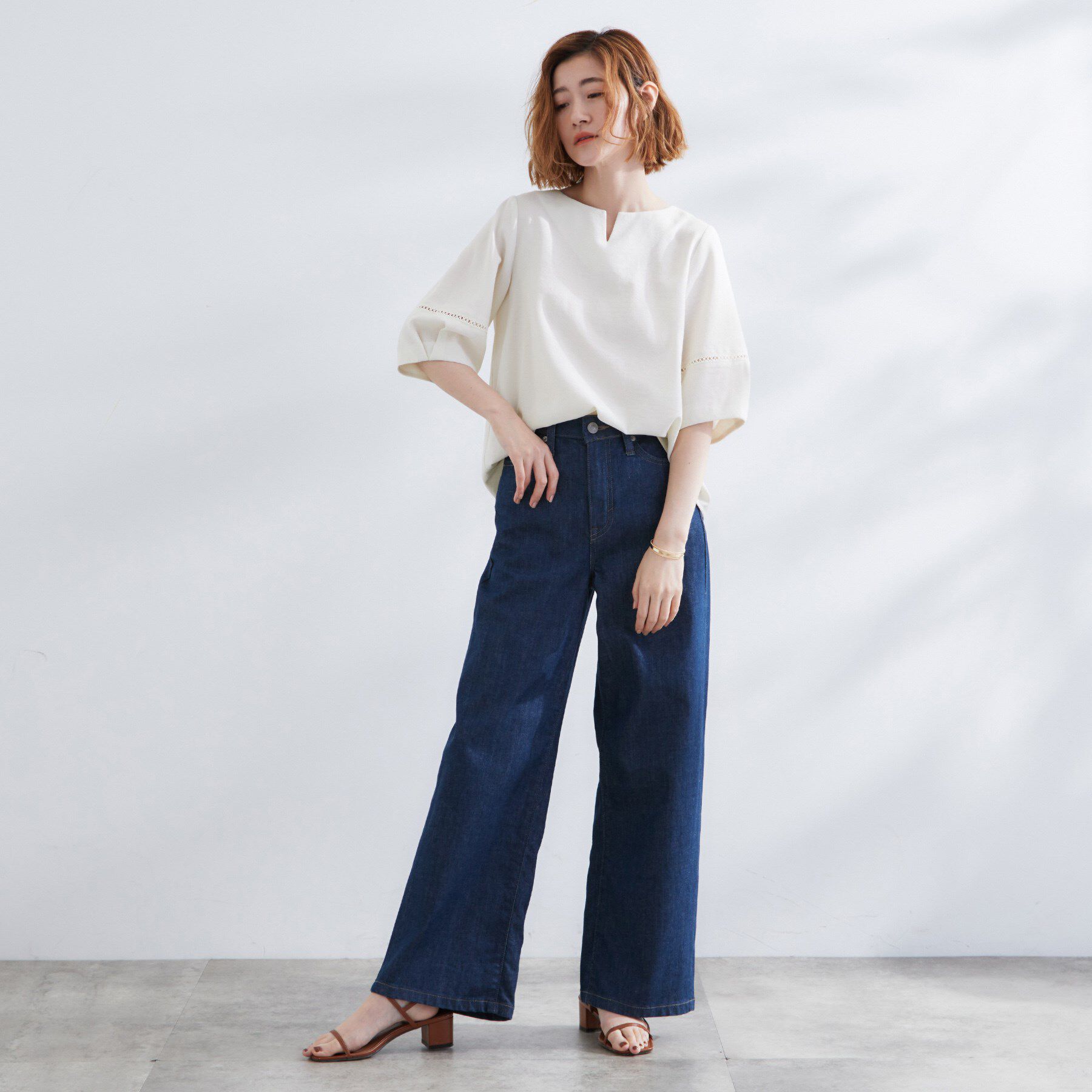 grove「お洒落に決まる 麻調袖コンシャスブラウス」|シャツ・ブラウス|