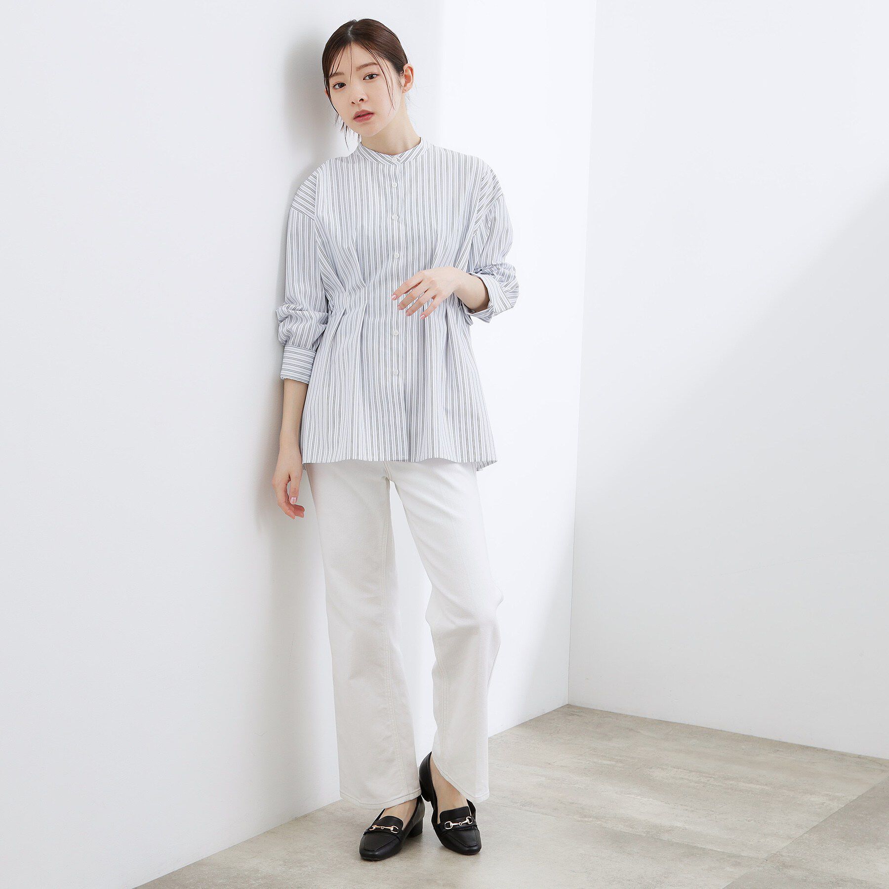 grove「【体型カバー】ウエストタック スタンドネックシャツ」|シャツ・ブラウス|