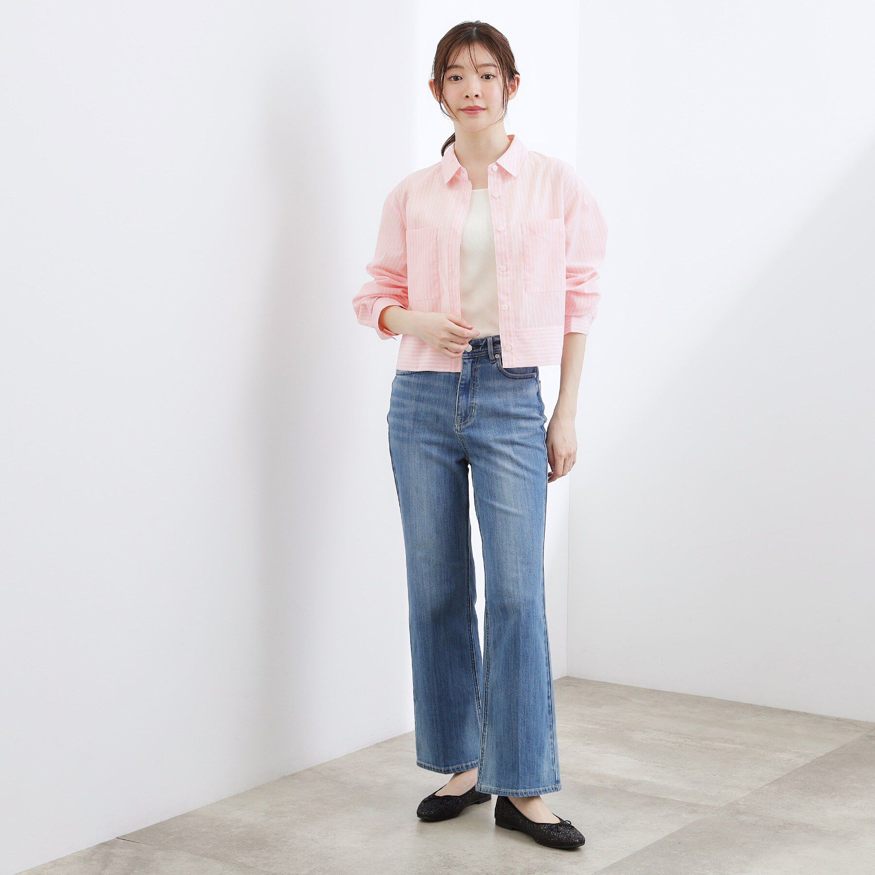 grove「【貴島明日香さん着用／イージーケア／接触冷感】麻ブレンドクロップドシャツ」|シャツ・ブラウス|