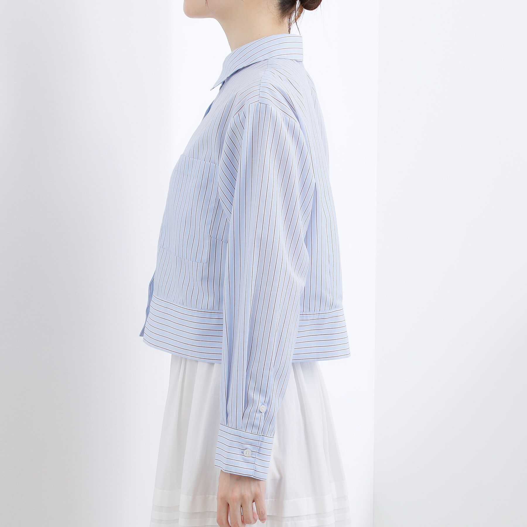 grove「【貴島明日香さん着用／イージーケア／接触冷感】麻ブレンドクロップドシャツ」|シャツ・ブラウス|