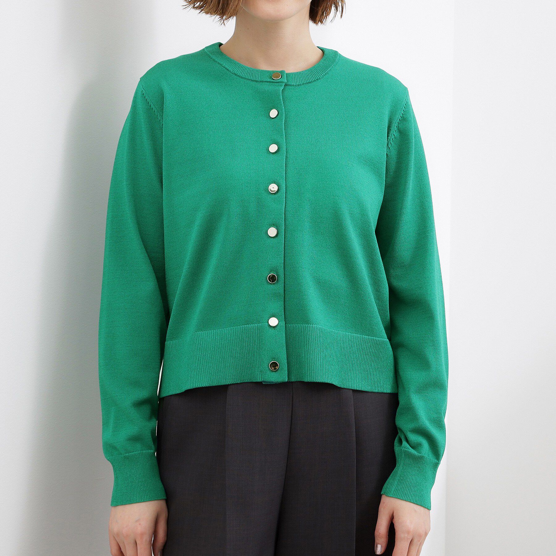 grove「【UVカット/洗濯機で洗える】メタルボタンクルーネックカーディガン」|カーディガン|