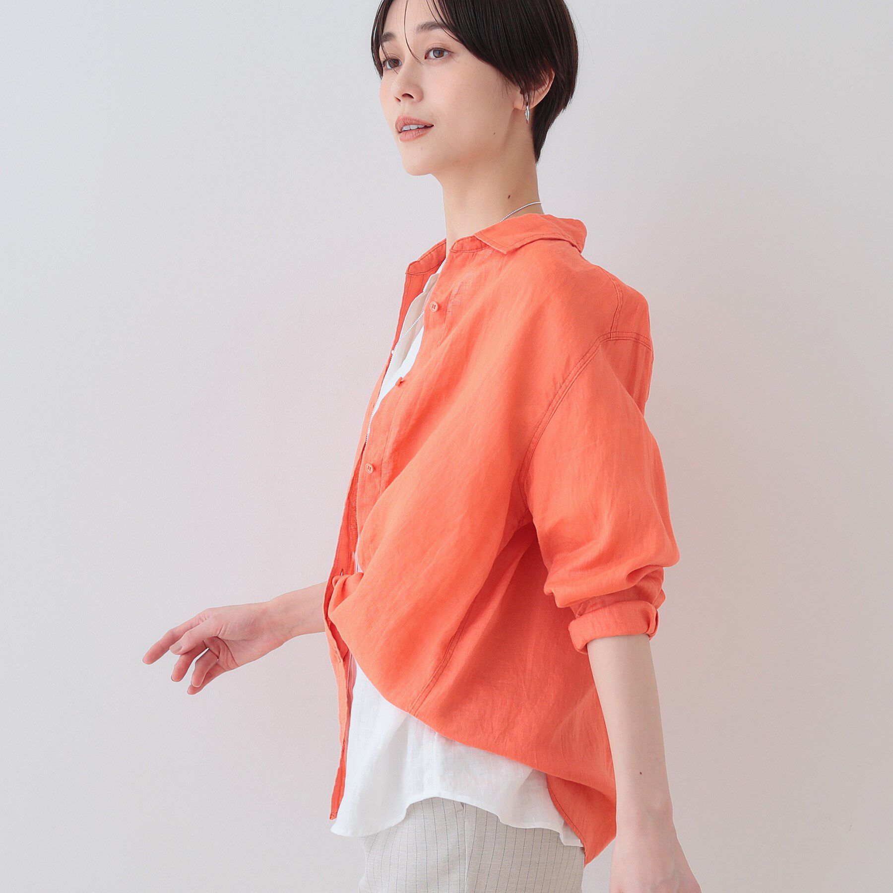 INDIVI「【毎年人気！／フレンチリネン】ベーシックシャツ」|シャツ・ブラウス|