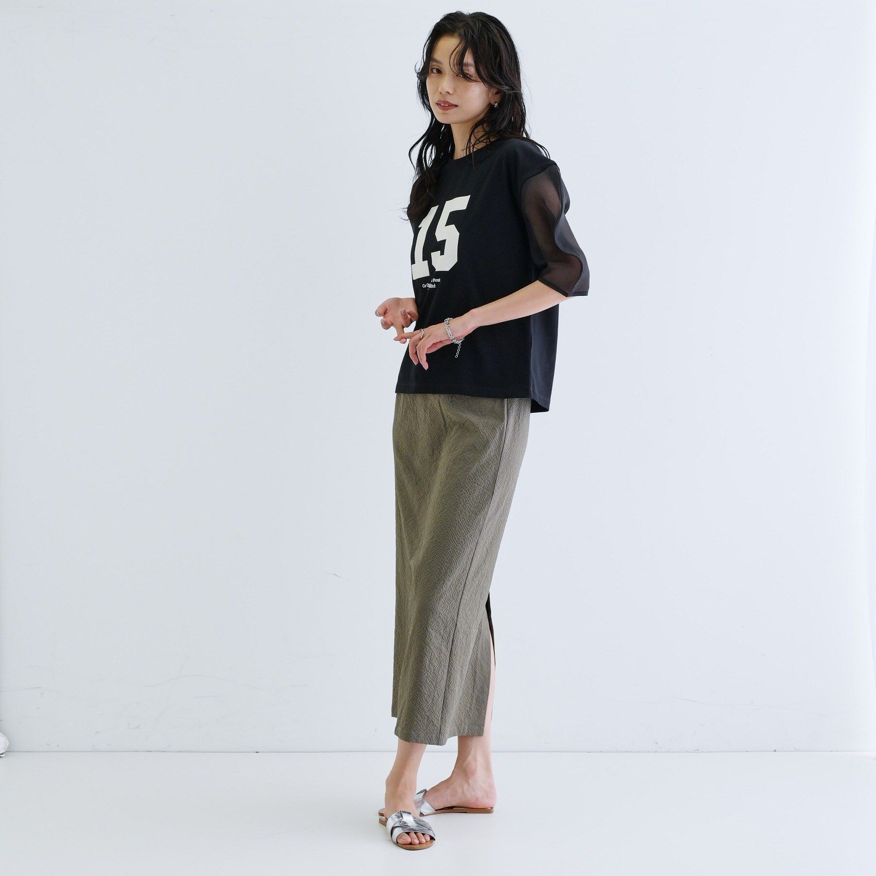 GALLEST「シアースリーブプリントTシャツ」|Tシャツ・カットソー|