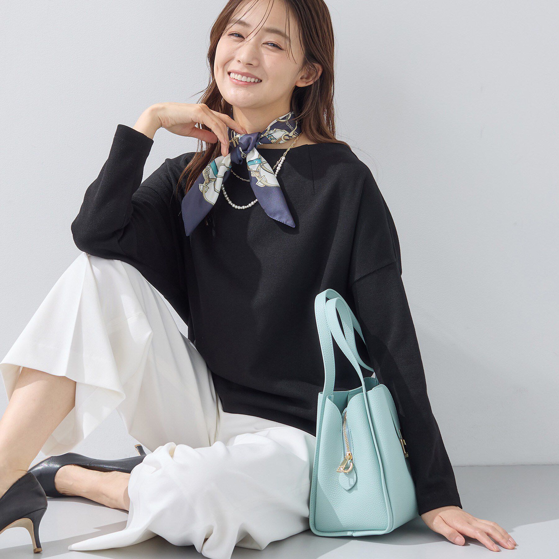 INDIVI「【SETUP可能／洗える／UVケア】ライトジャージ ボトルネックトップス」|Tシャツ・カットソー|