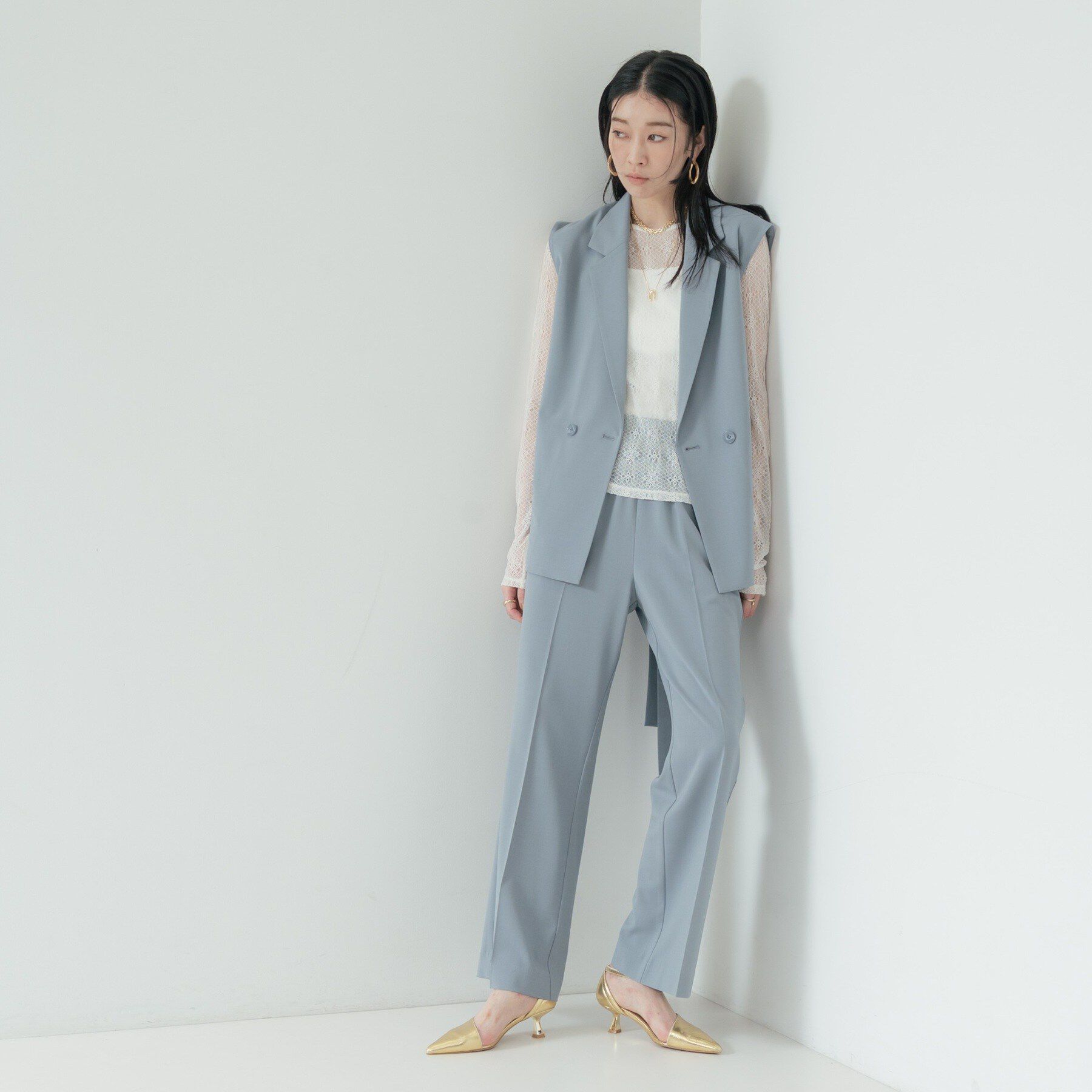 GALLEST「Comfy SET UP｜ベルテッドジレ【セットアップ対応／通勤／カセット服／接触冷感／UVカット】」|ベスト・ジレ|