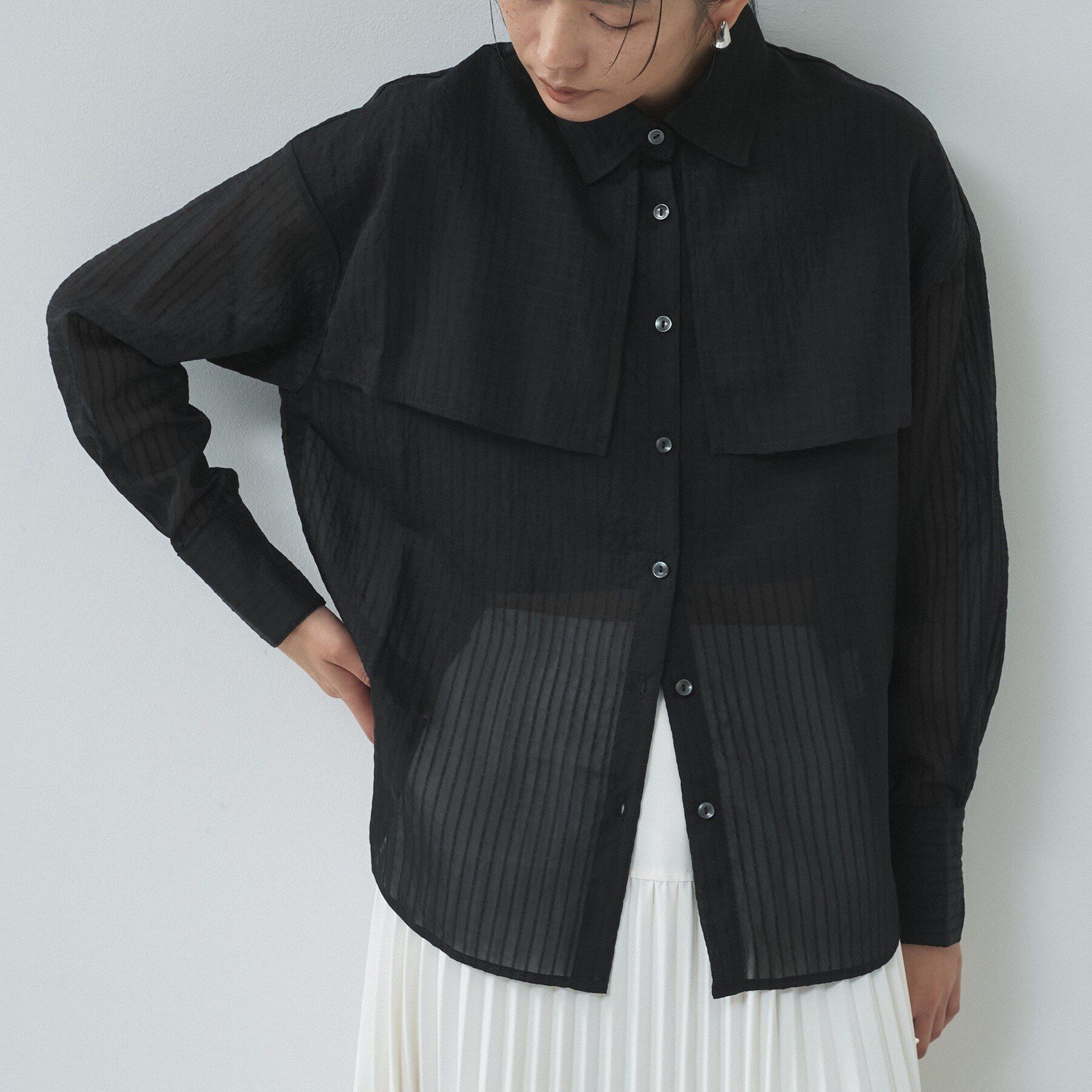 GALLEST「【接触冷感】ファインシアーブラウス」|シャツ・ブラウス|ブラック(319)