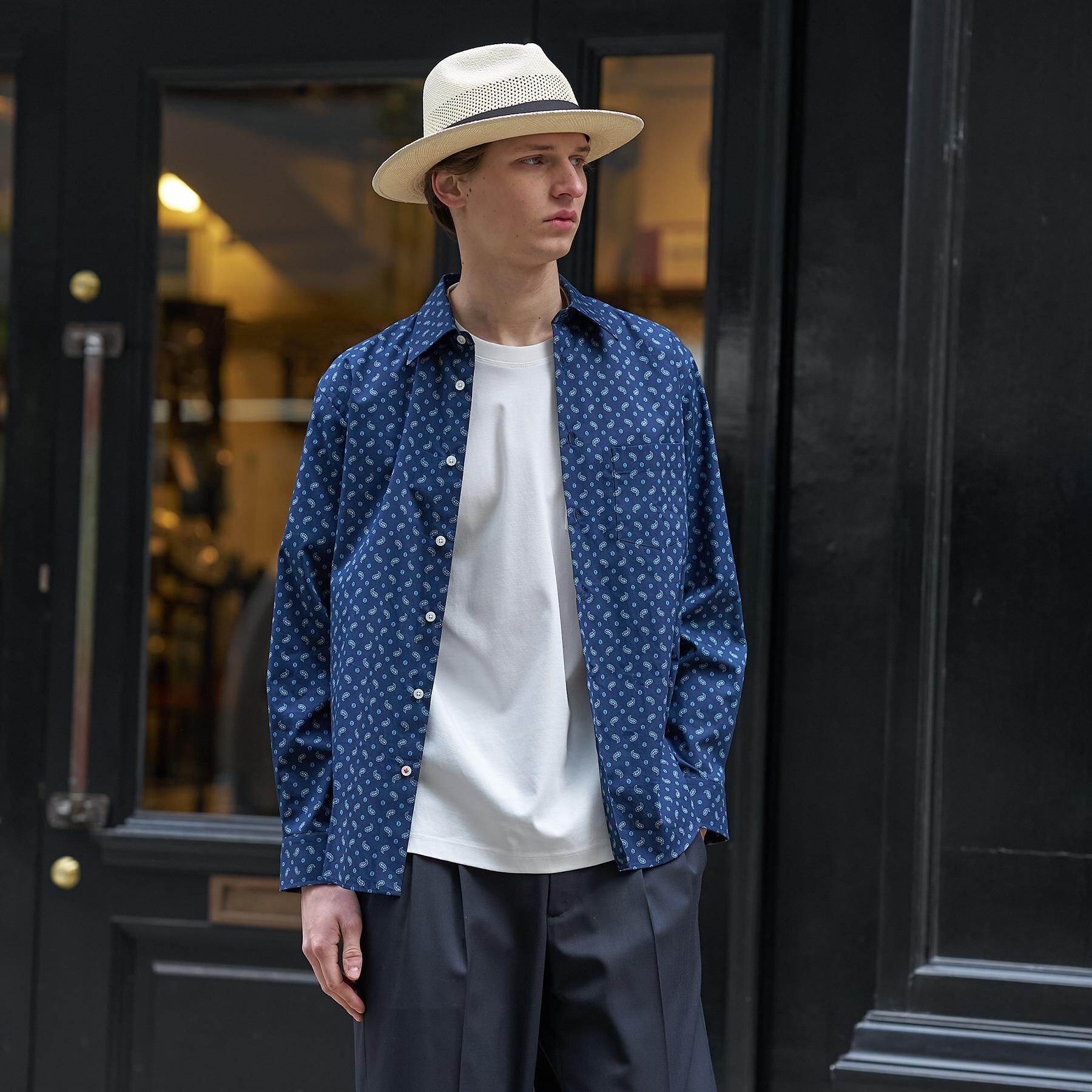 TAKEO KIKUCHI「【BOWLER HAT LABEL】小紋ペイズリープリント 長袖シャツ」|シャツ・ブラウス|ブルー(193)