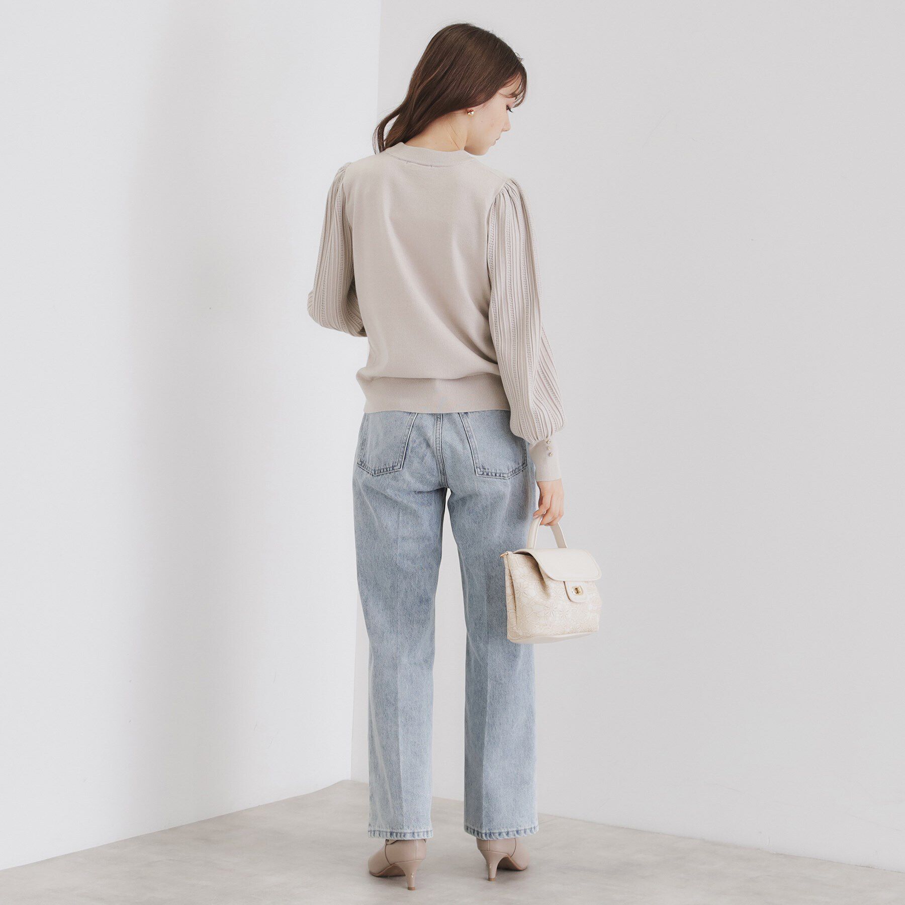 index「パターンスリーブハイネックニット【洗濯機洗い可】」|ニット・セーター|