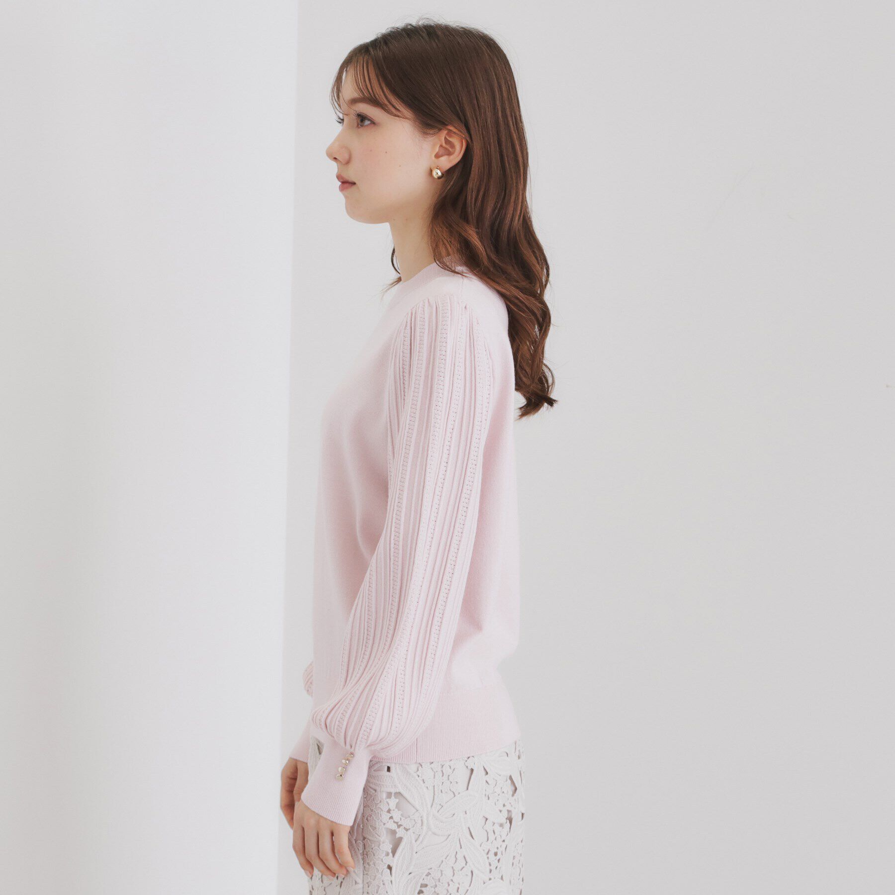 index「パターンスリーブハイネックニット【洗濯機洗い可】」|ニット・セーター|