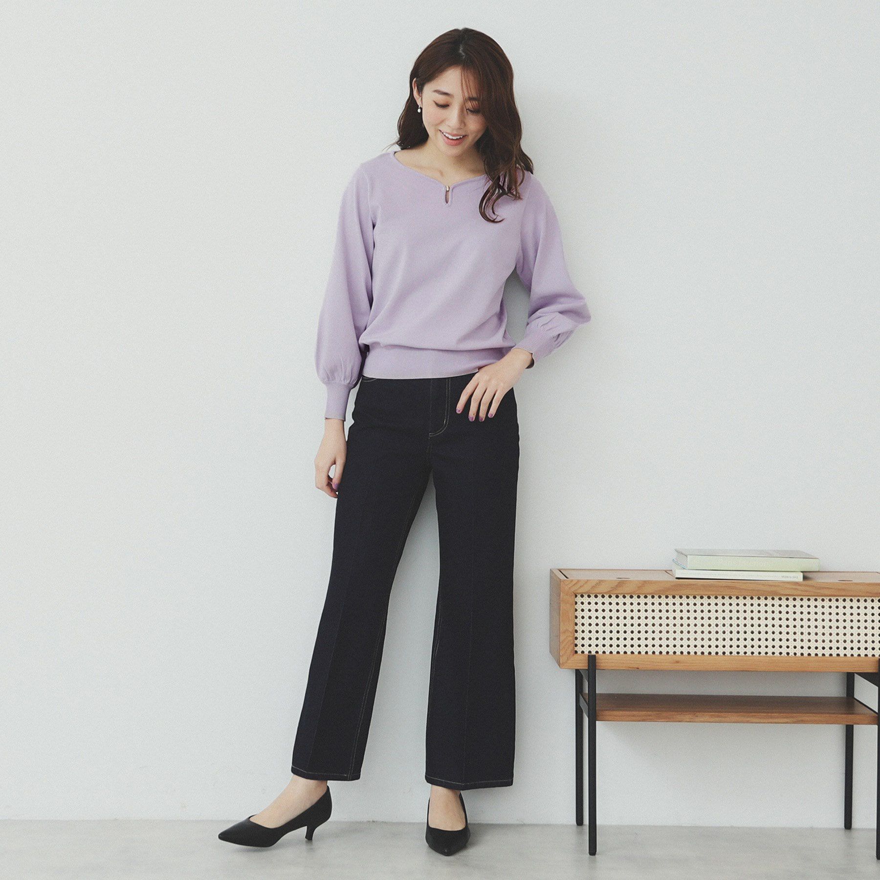 index「パーツ付きハートネックニットトップス【洗濯機洗い可】」|ニット・セーター|