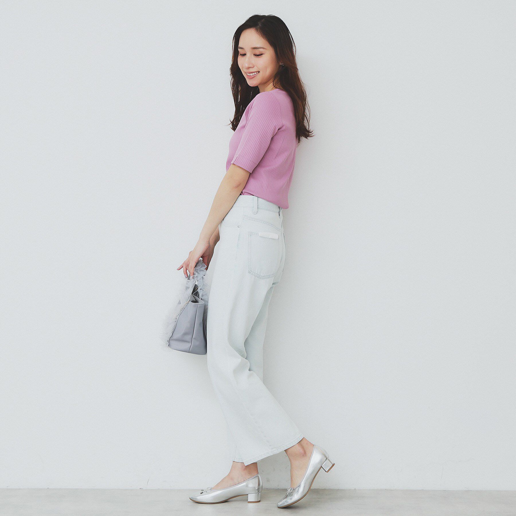 index「《7色展開/XS-LLサイズ》ボートネックリブトップス【UV/洗濯機洗い可】」|Tシャツ・カットソー|