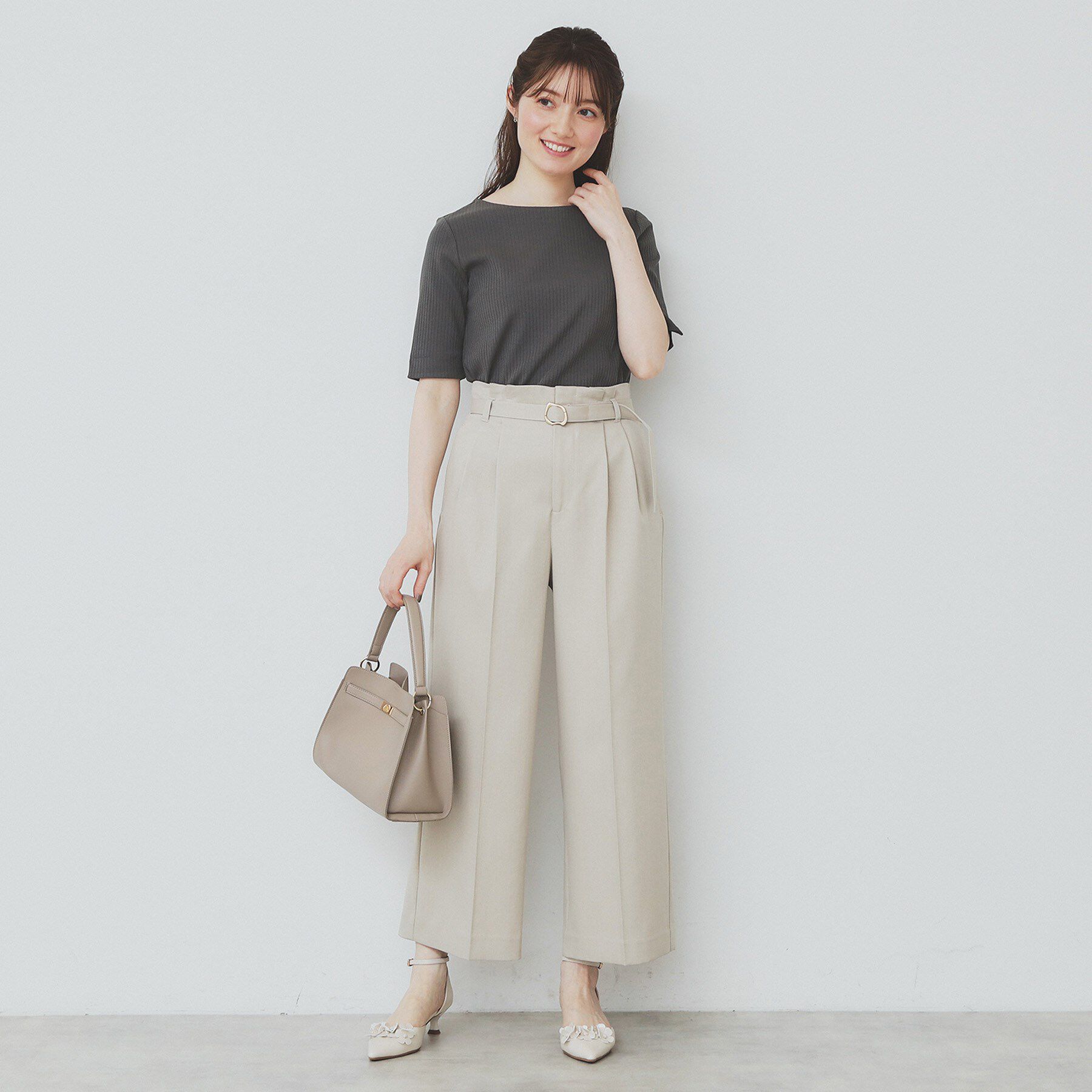 index「《7色展開/XS-LLサイズ》ボートネックリブトップス【UV/洗濯機洗い可】」|Tシャツ・カットソー|