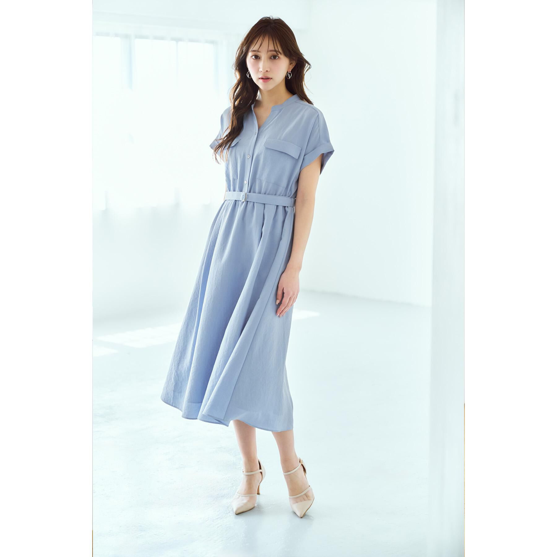 index「《7色展開/XS-LLサイズ》ダブルポケットスキッパーシャツワンピース【吸水速乾/防シワ/イージーア」|ワンピース|