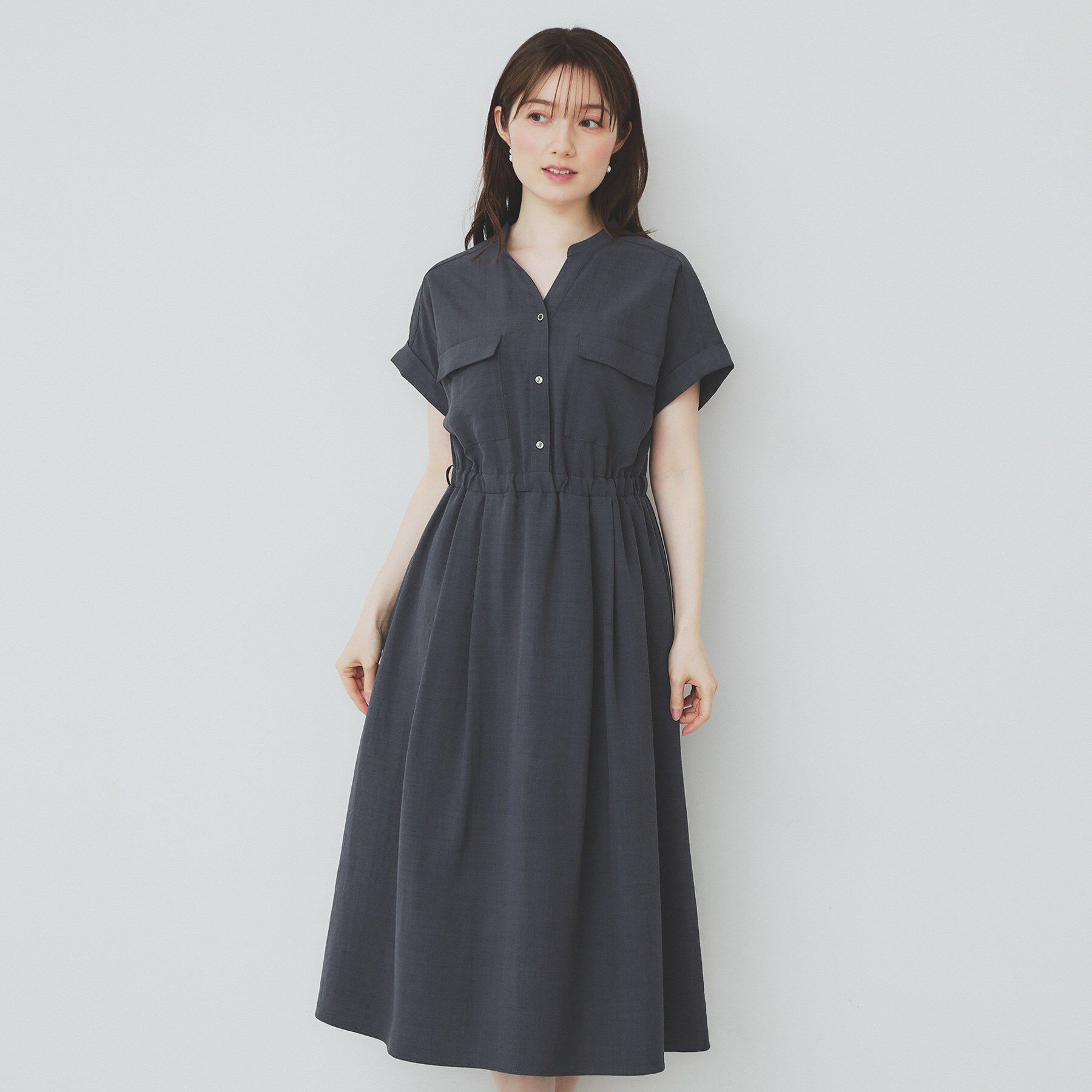 index「《7色展開/XS-LLサイズ》ダブルポケットスキッパーシャツワンピース【吸水速乾/防シワ/イージーア」|ワンピース|