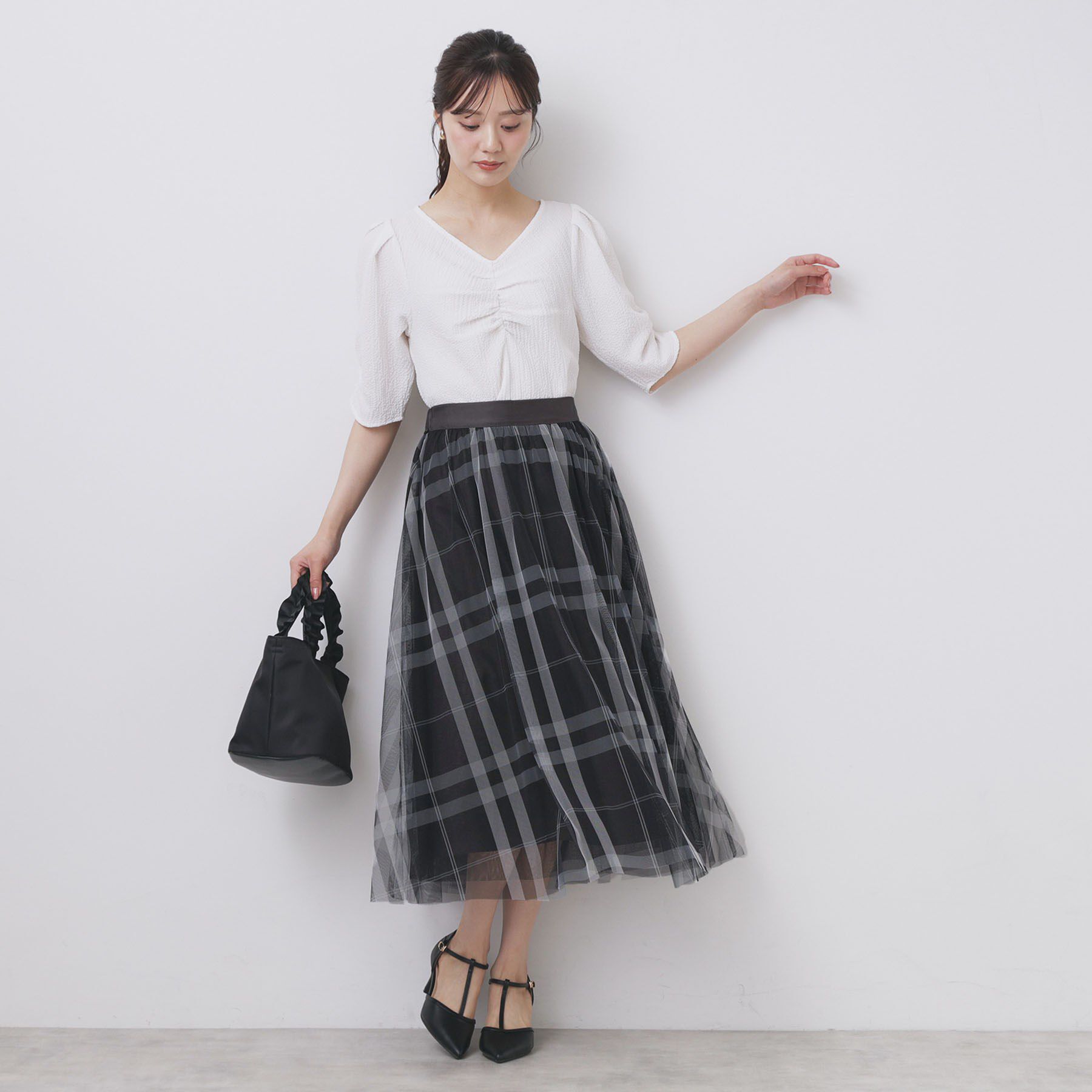 index「フロントギャザージャガードブラウス【洗濯機洗い可】」|シャツ・ブラウス|