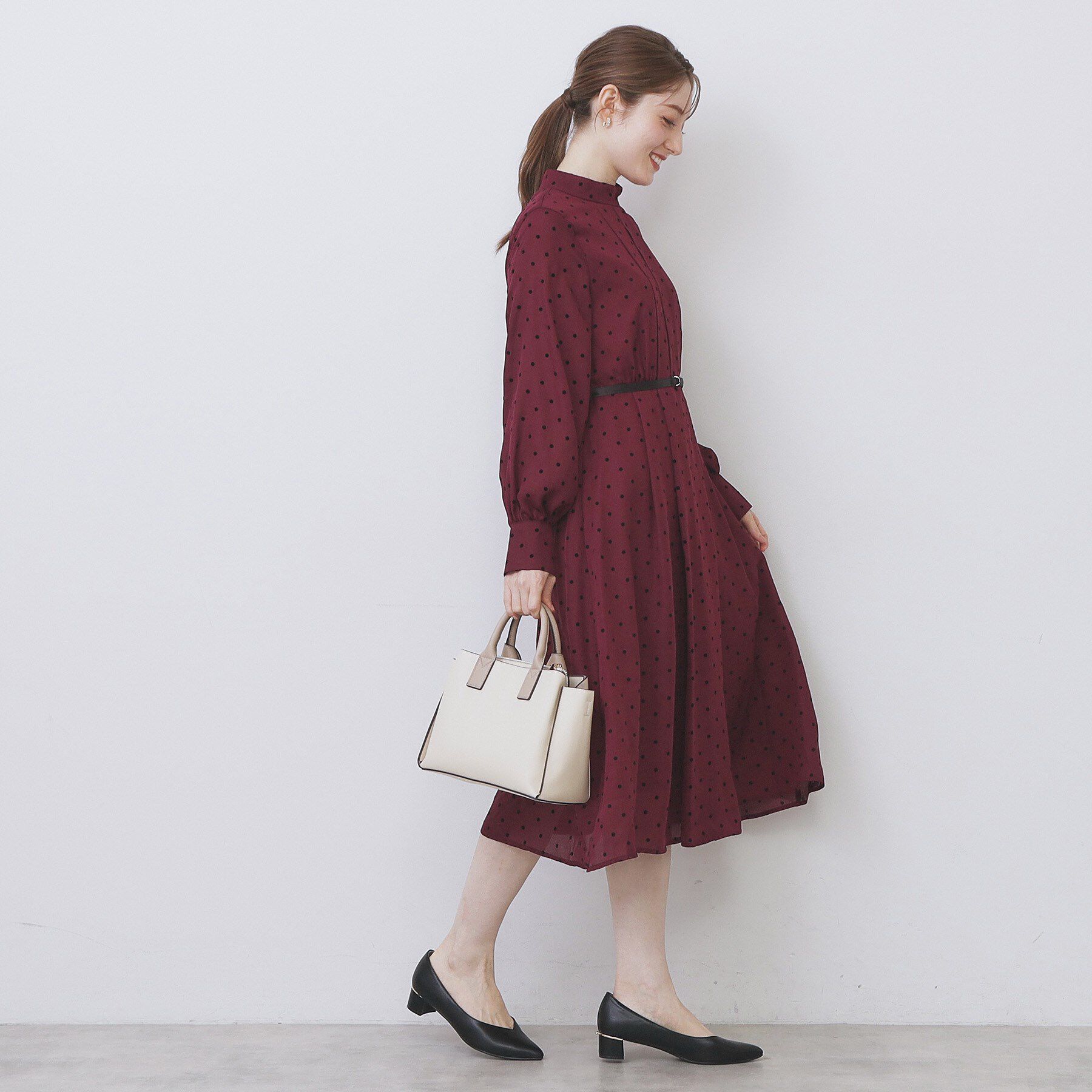 index「ドットデザインタックワンピース【洗濯機OK/イージーアイロン】」|ワンピース|