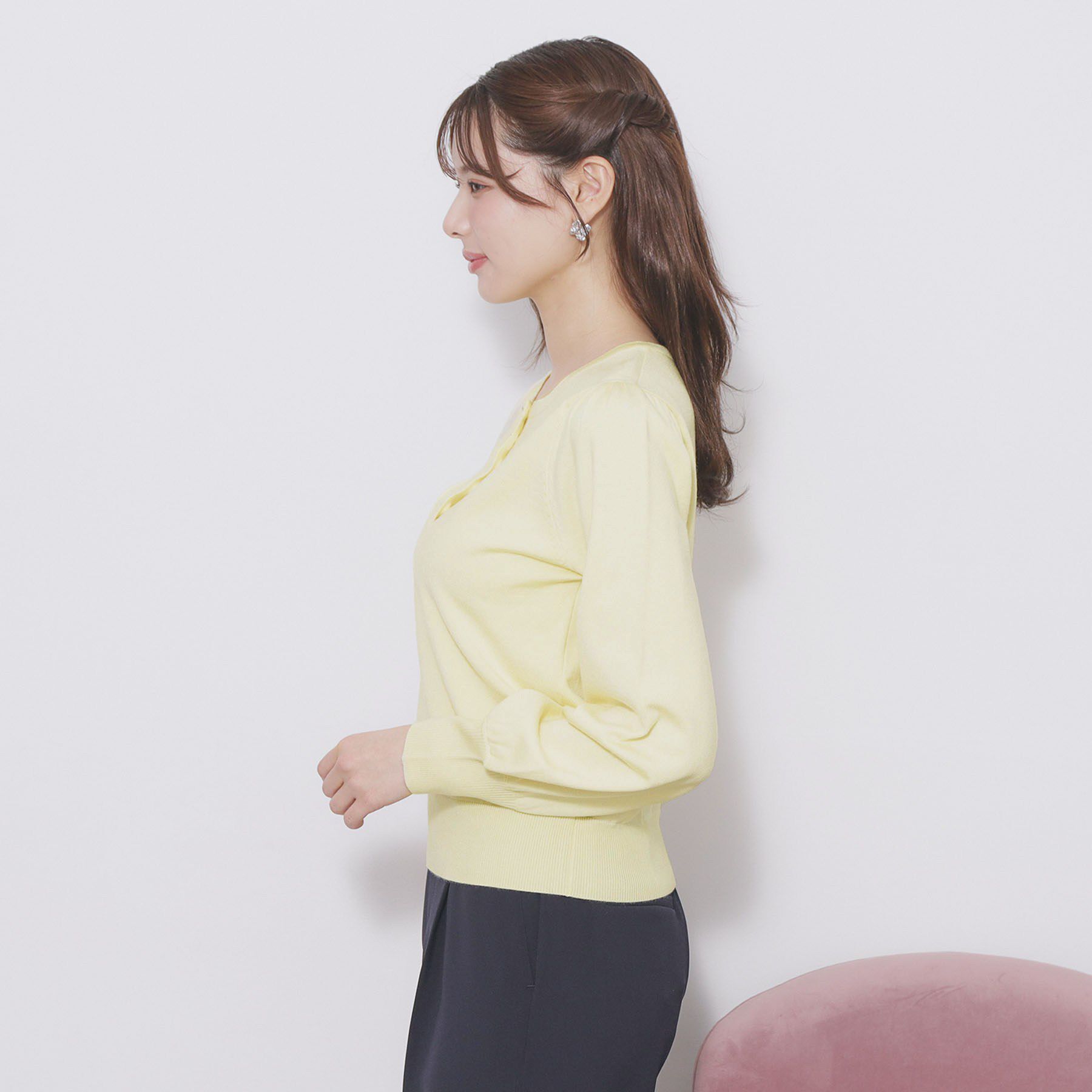 index「ビジューボタンヘンリーネックニット【洗濯機OK】」|ニット・セーター|