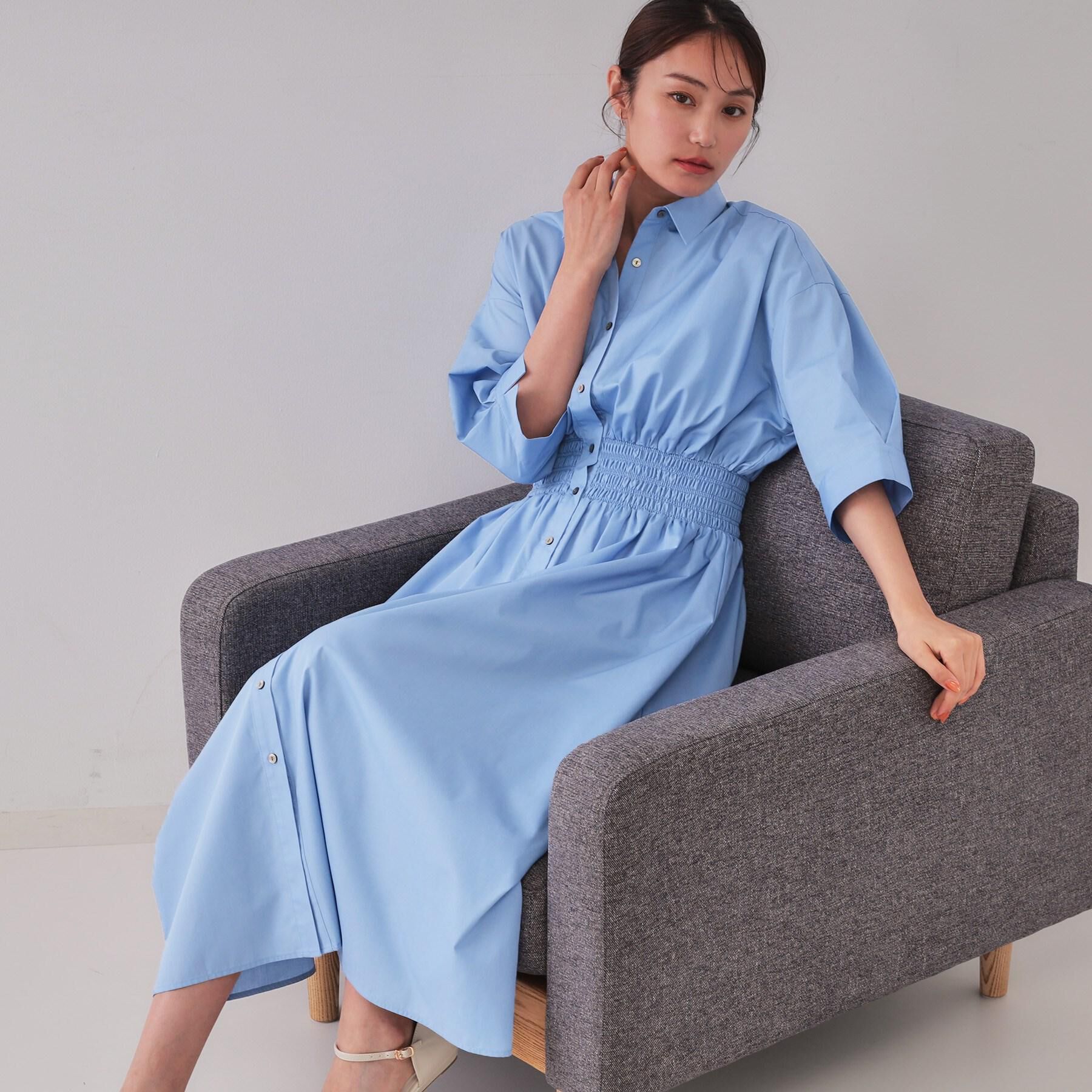 OPAQUE.CLIP「《5色展開》フィット＆フレアシャツワンピース【洗濯機洗い可】」|ワンピース|