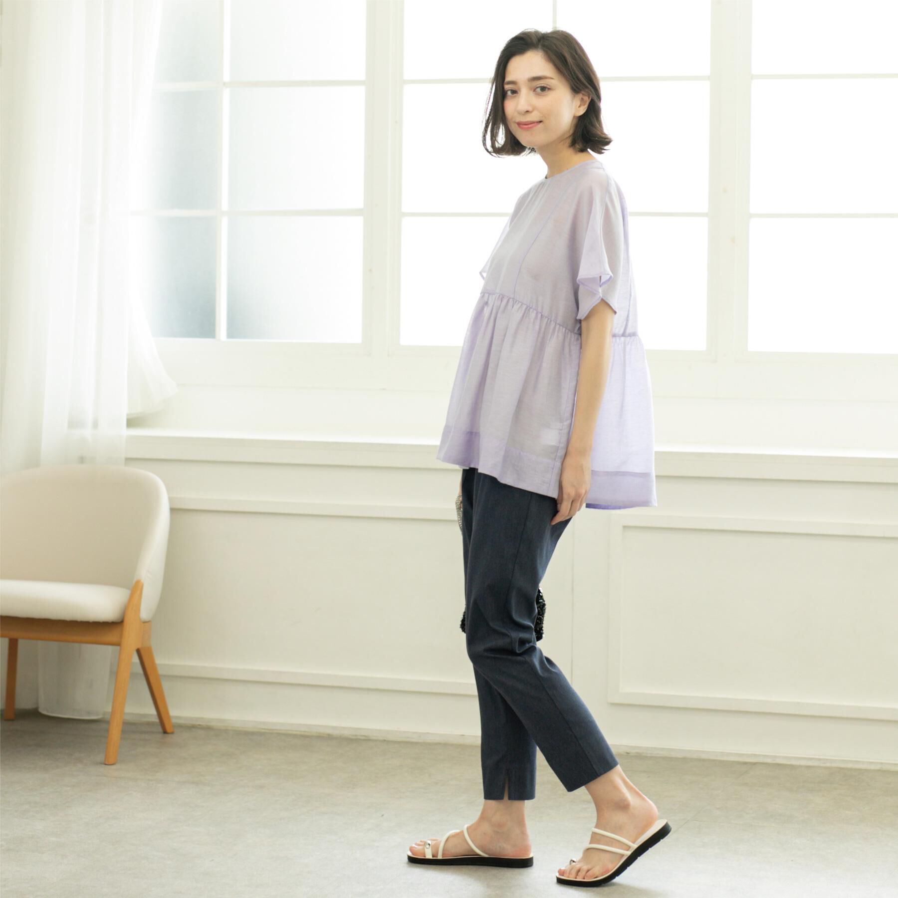 OPAQUE.CLIP「麻混シアーペプラムブラウス【洗濯機洗い可】」|シャツ・ブラウス|