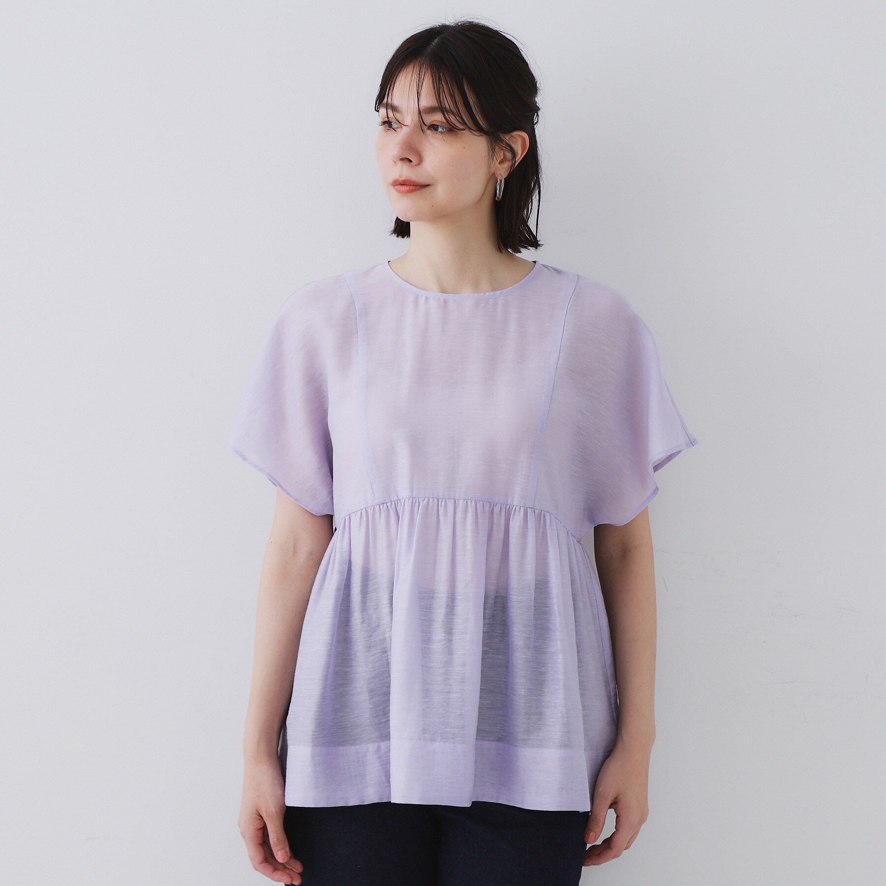 OPAQUE.CLIP「麻混シアーペプラムブラウス【洗濯機洗い可】」|シャツ・ブラウス|