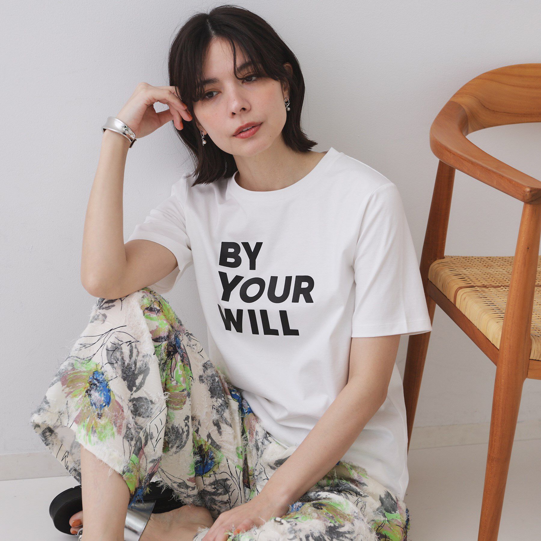 OPAQUE.CLIP「ロゴプリントTシャツ【洗濯機洗い可】」|Tシャツ・カットソー|ホワイト(001)