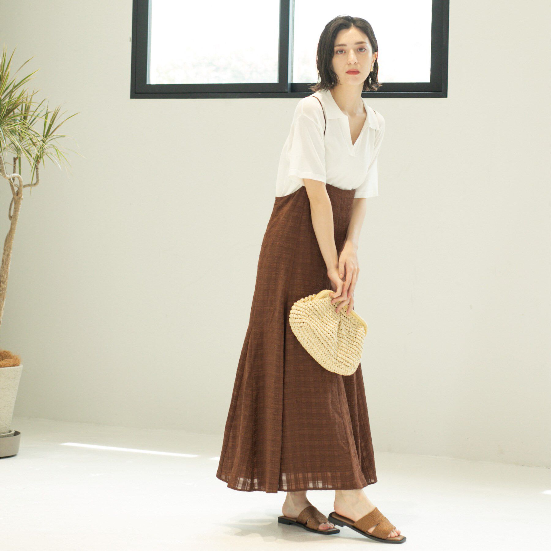 OPAQUE.CLIP「シアーチェックキャミワンピース【洗濯機洗い可】」|ワンピース|