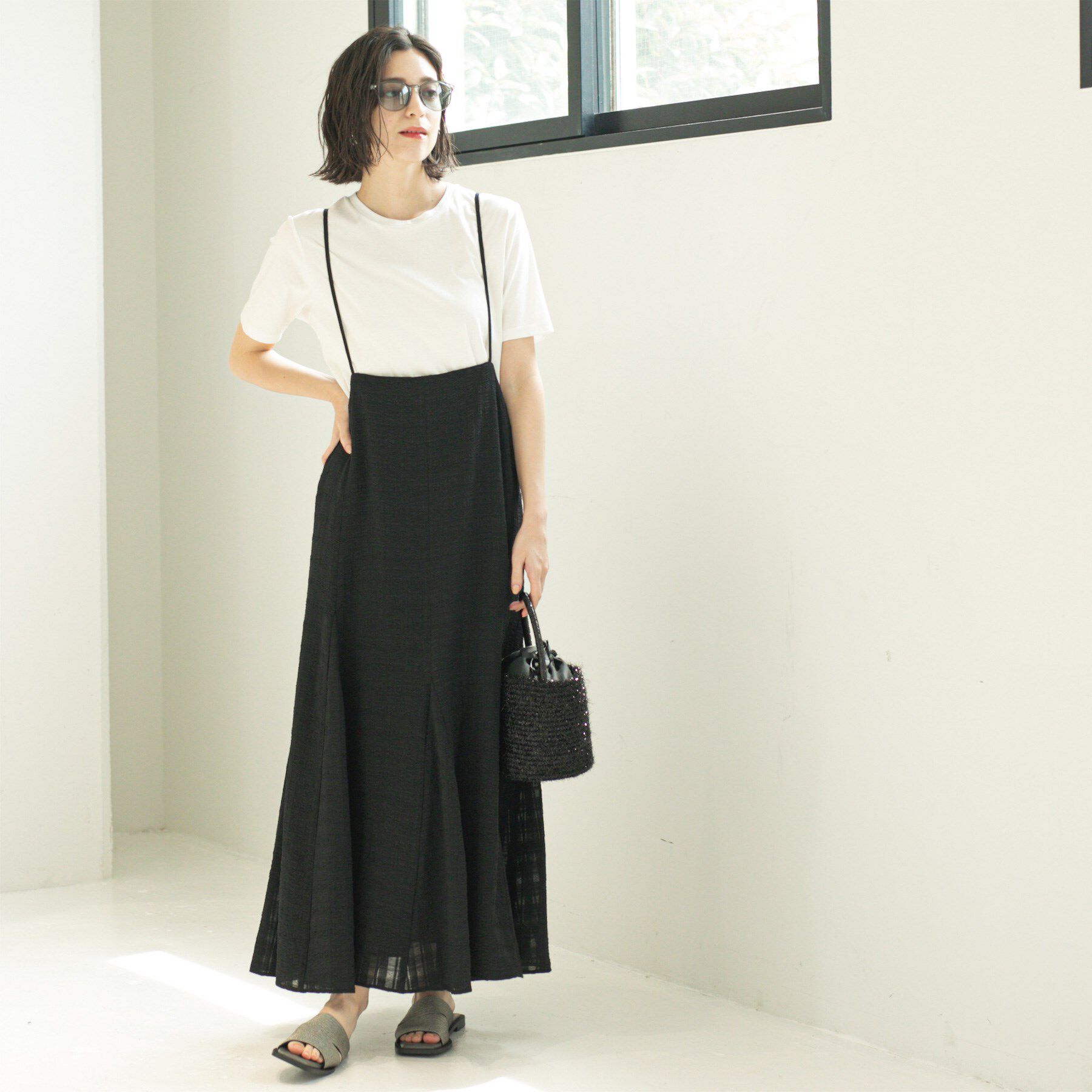 OPAQUE.CLIP「シアーチェックキャミワンピース【洗濯機洗い可】」|ワンピース|