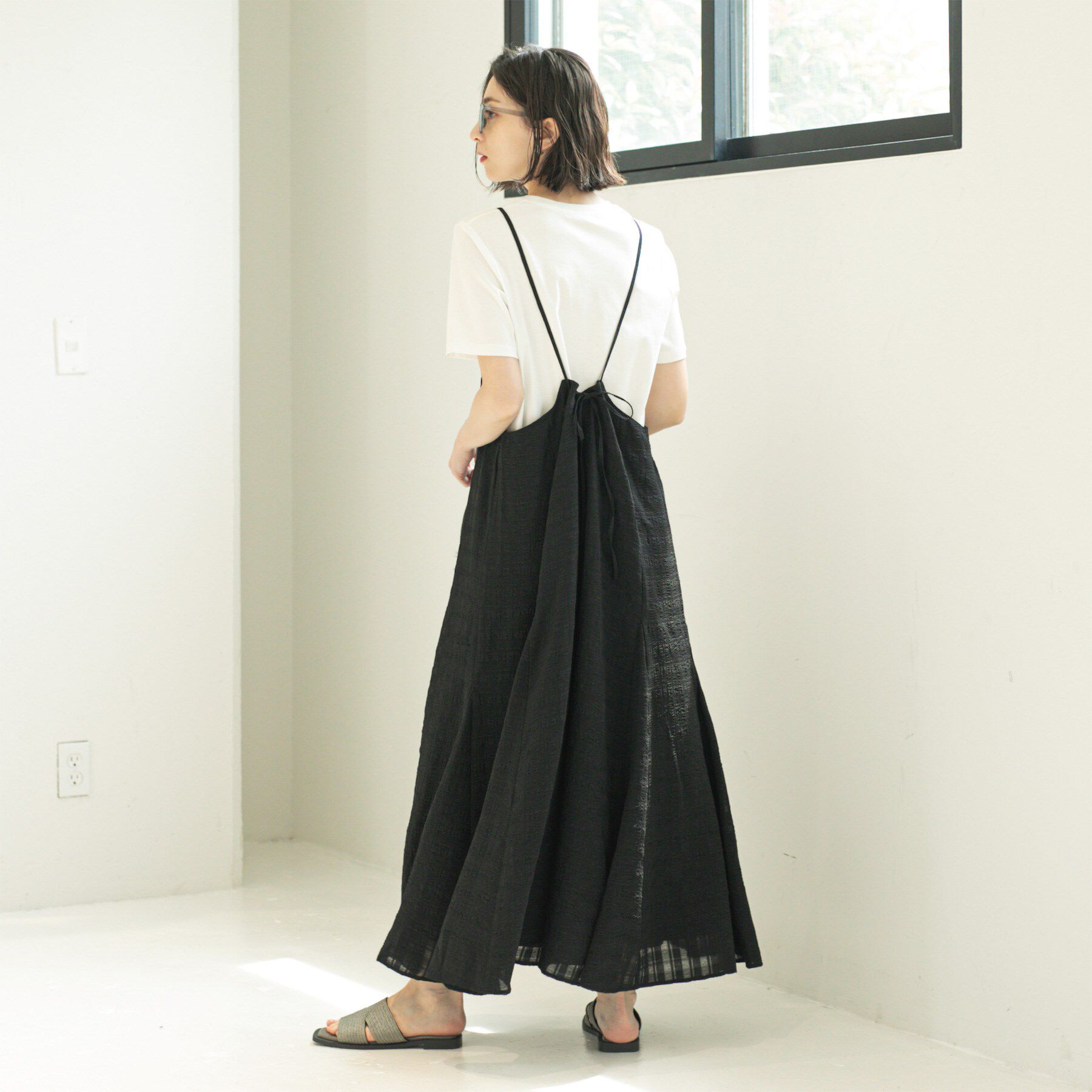 OPAQUE.CLIP「シアーチェックキャミワンピース【洗濯機洗い可】」|ワンピース|