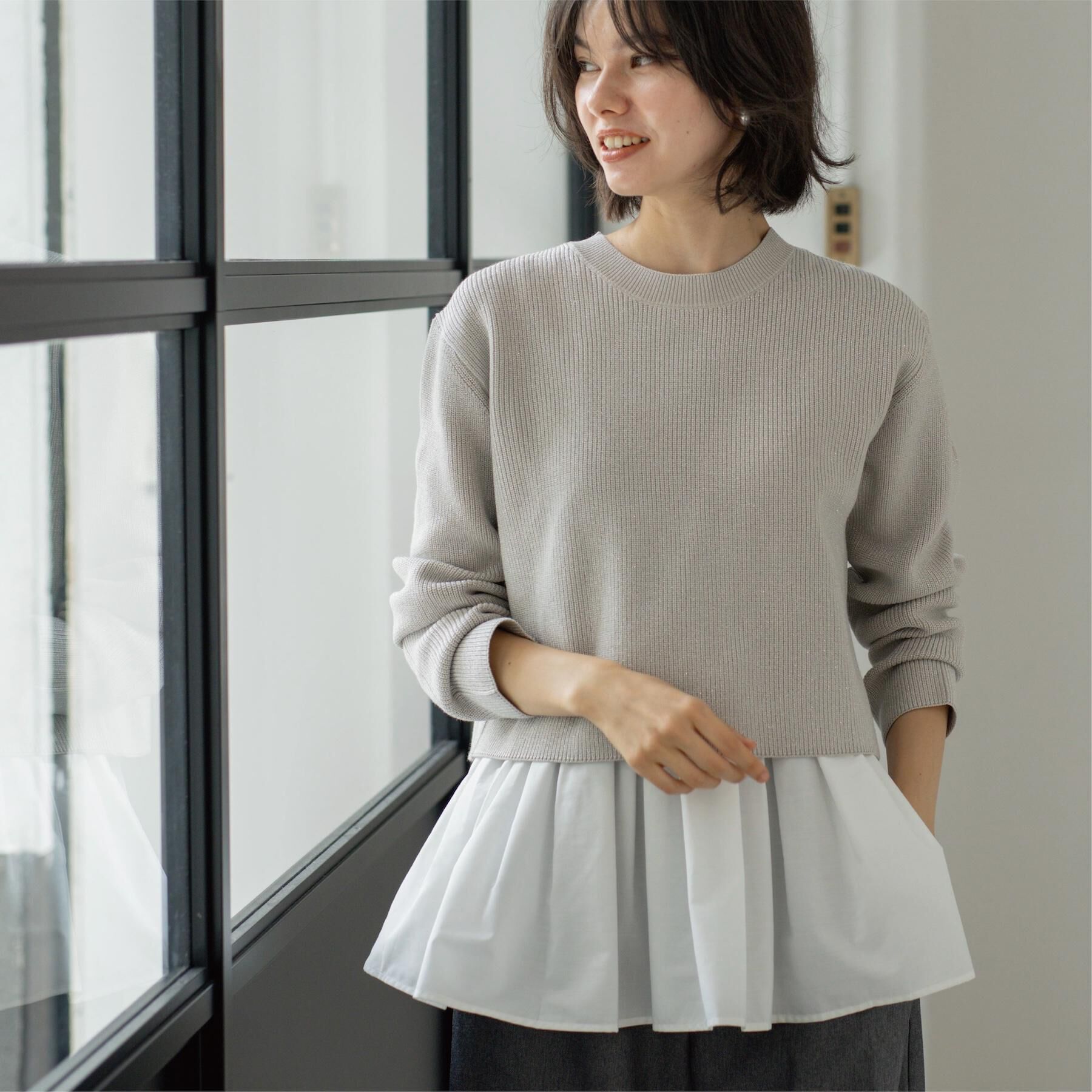 OPAQUE.CLIP「《ツインセット》ショートラメニット&times;フレアタンクトップ【洗濯機OK】」|その他|