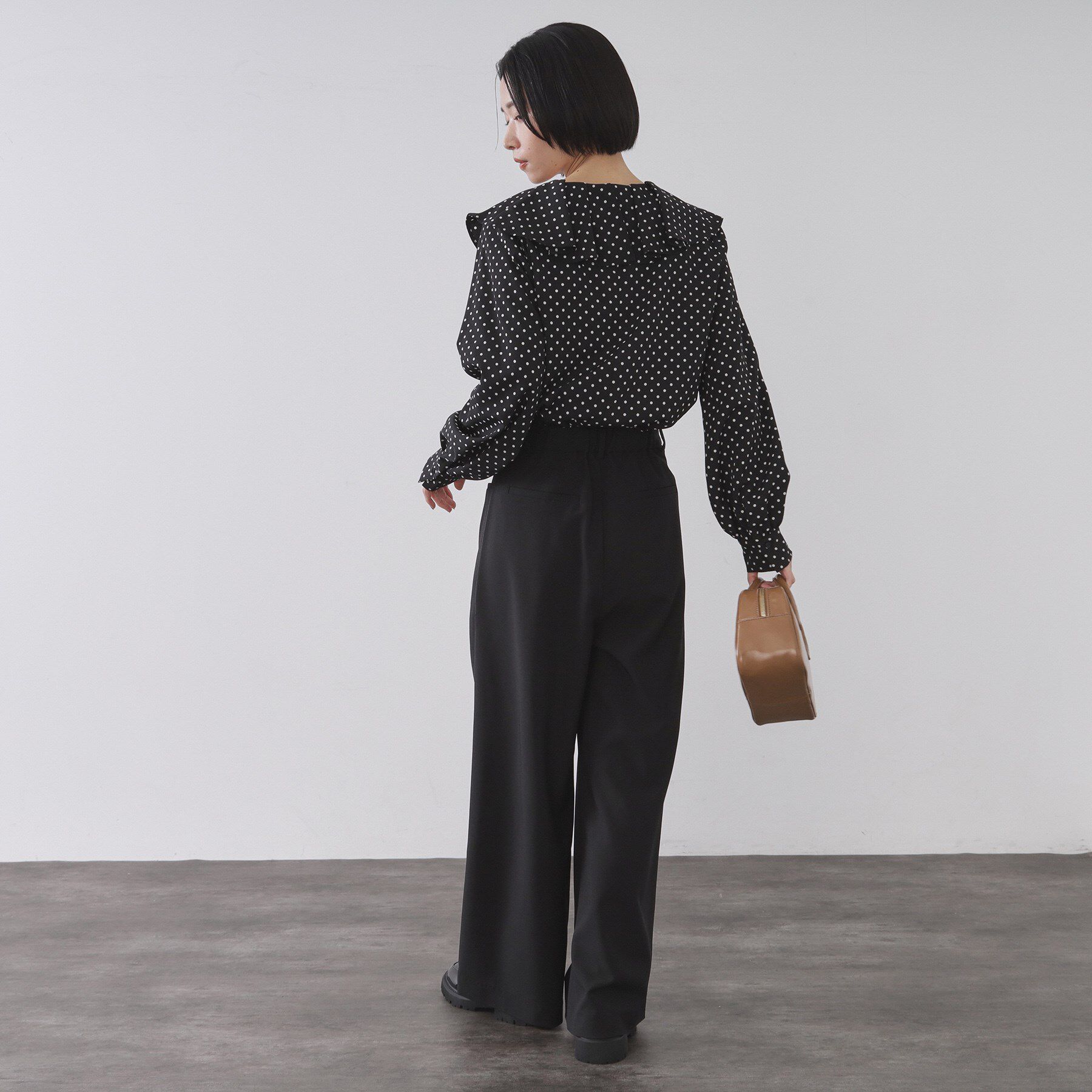 OPAQUE.CLIP「ドットプリントラッフルブラウス【洗濯機OK】」|シャツ・ブラウス|