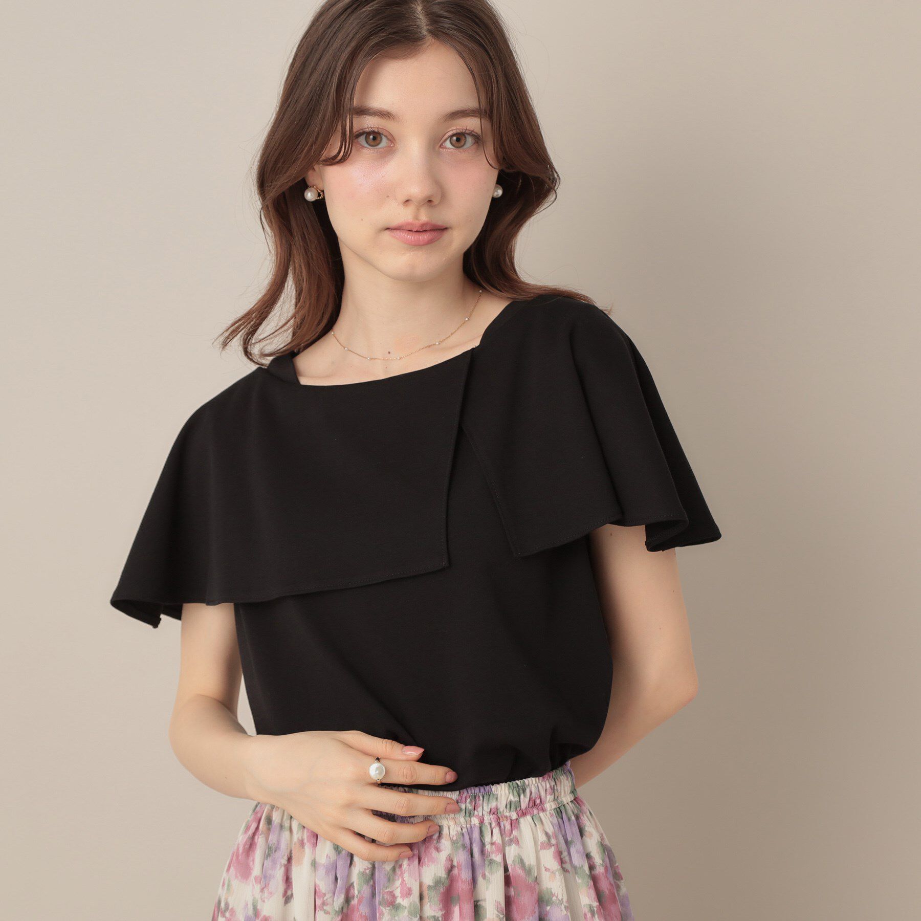 Couture broach「【マシンウォッシャブル・UVケア・接触冷感】2WAYケープデザインカットソー」|Tシャツ・カットソー|