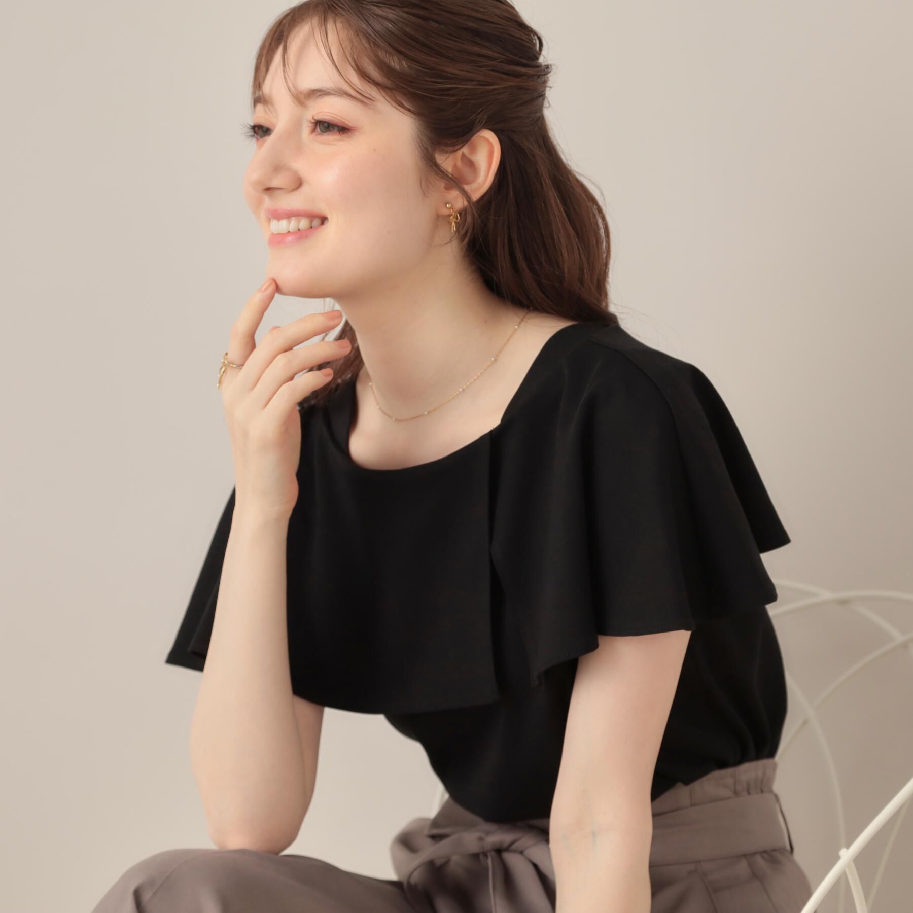 Couture broach「【マシンウォッシャブル・UVケア・接触冷感】2WAYケープデザインカットソー」|Tシャツ・カットソー|