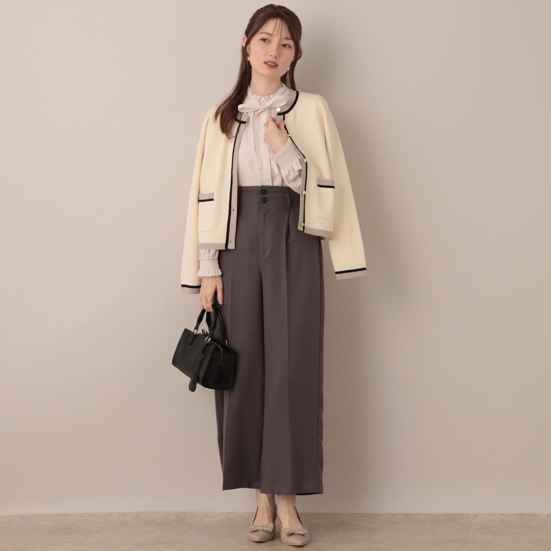 Couture broach「【帯電防止・通勤】ウエストリボン サスペンダー付きワイドパンツ」|その他|