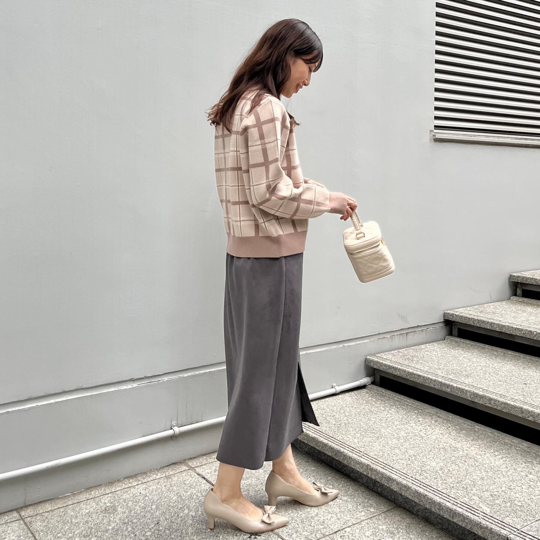 Couture broach「【大人可愛い・通勤】チェックジャカード ニットカーディガン」|カーディガン|