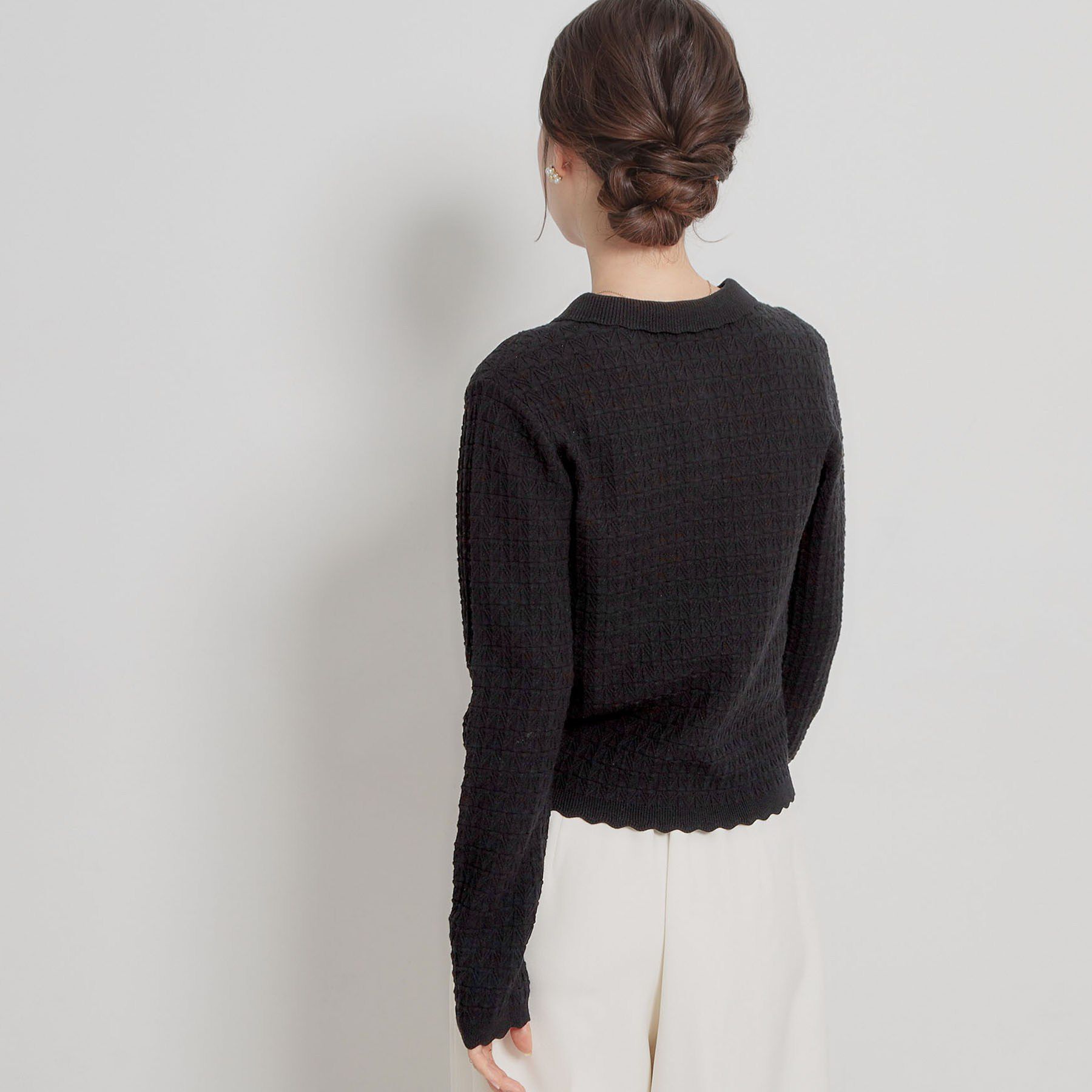 Couture broach「【洗える着映え】ビジュー釦ポロニット」|ニット・セーター|