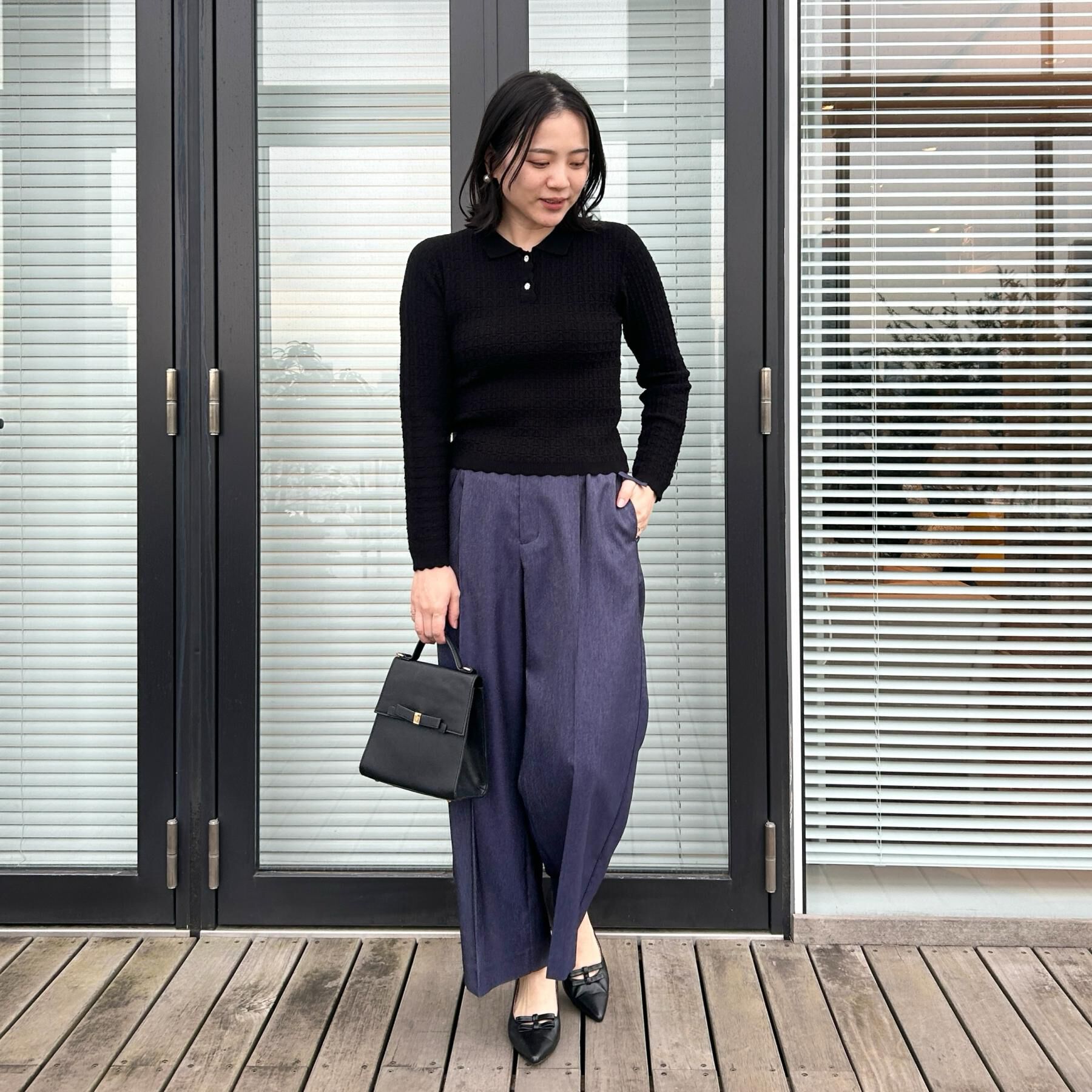 Couture broach「【洗える着映え】ビジュー釦ポロニット」|ニット・セーター|