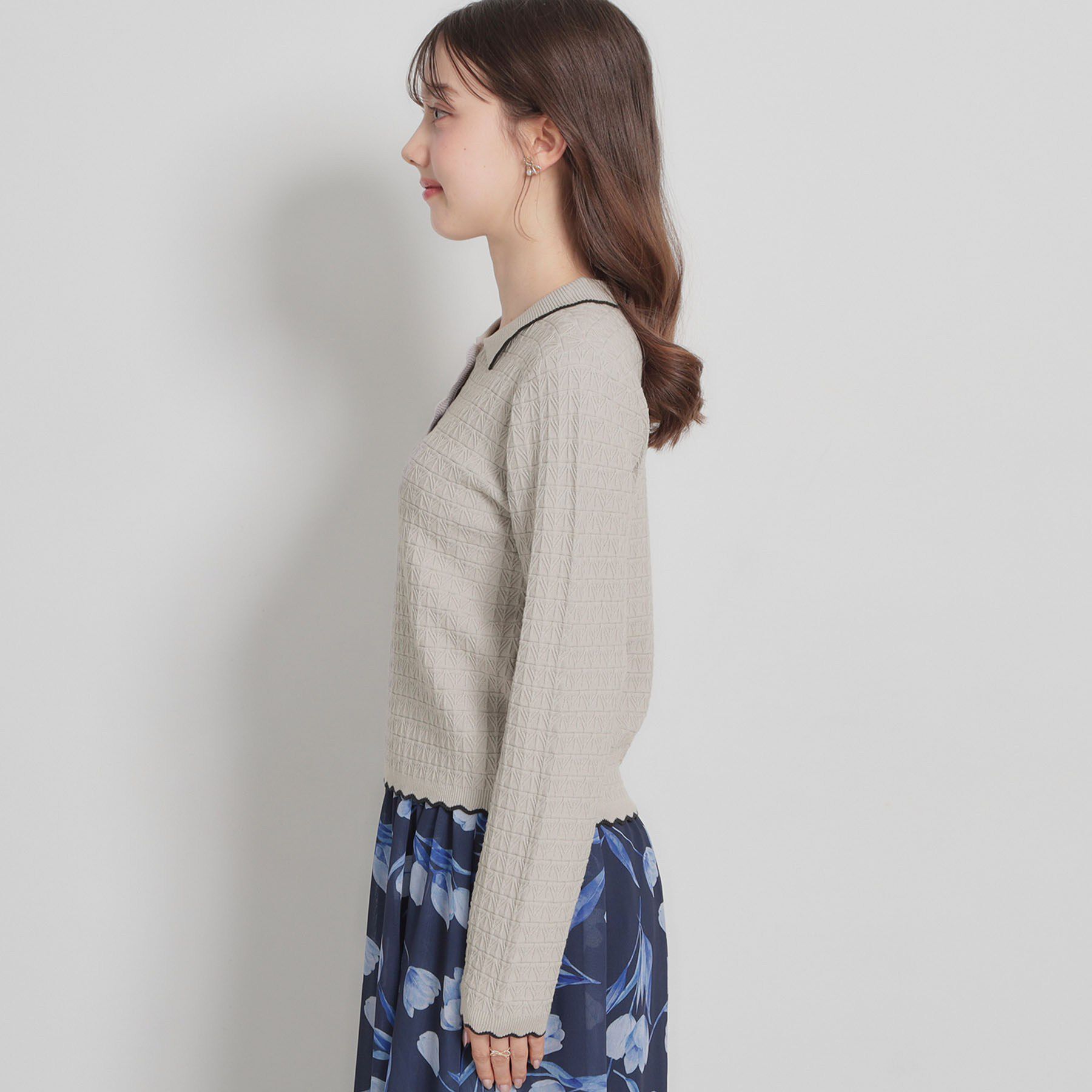 Couture broach「【洗える着映え】ビジュー釦ポロニット」|ニット・セーター|