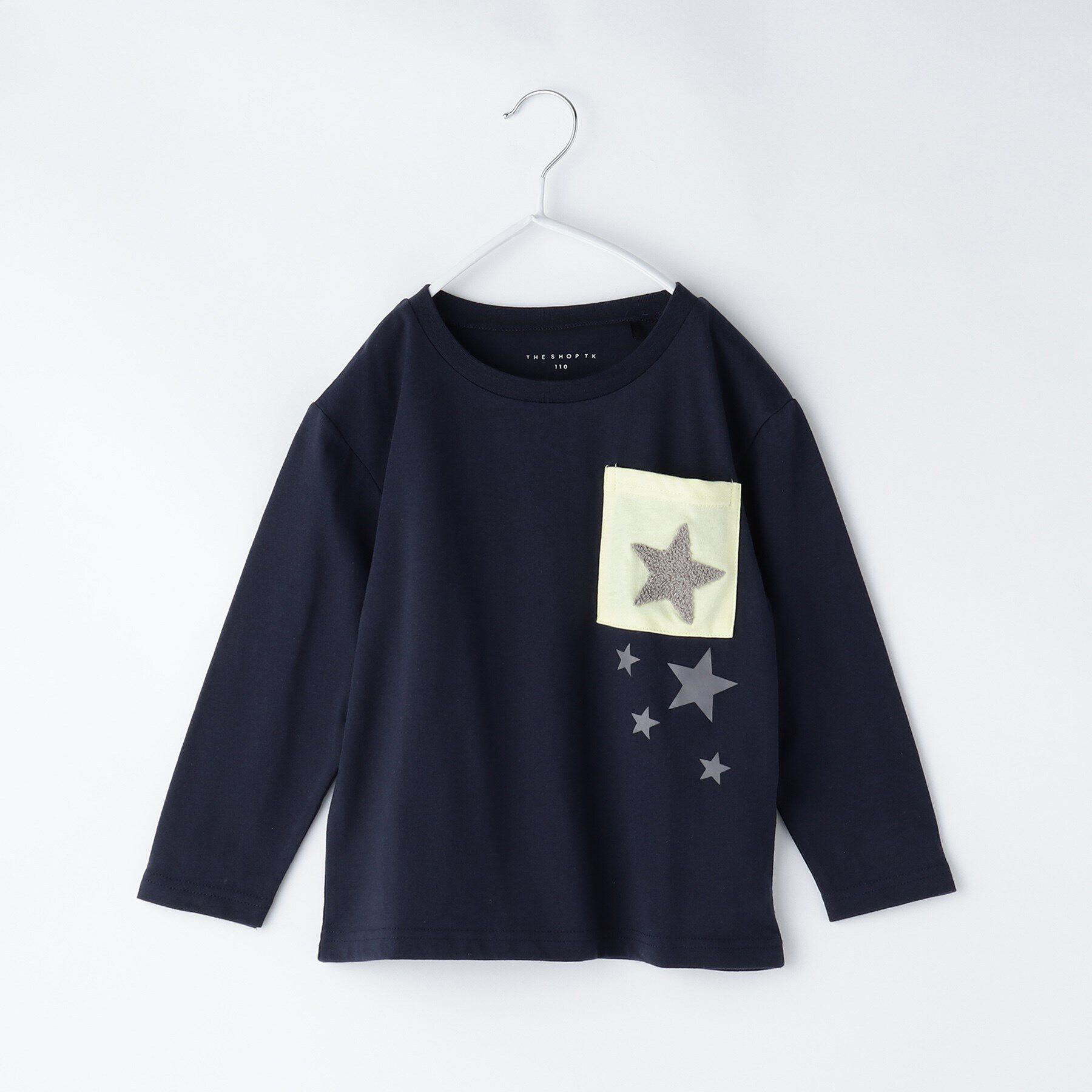 THE SHOP TK「【110-150】星サガラポケット長袖Tシャツ/洗濯機OK」|Tシャツ・カットソー|ネイビー(594)