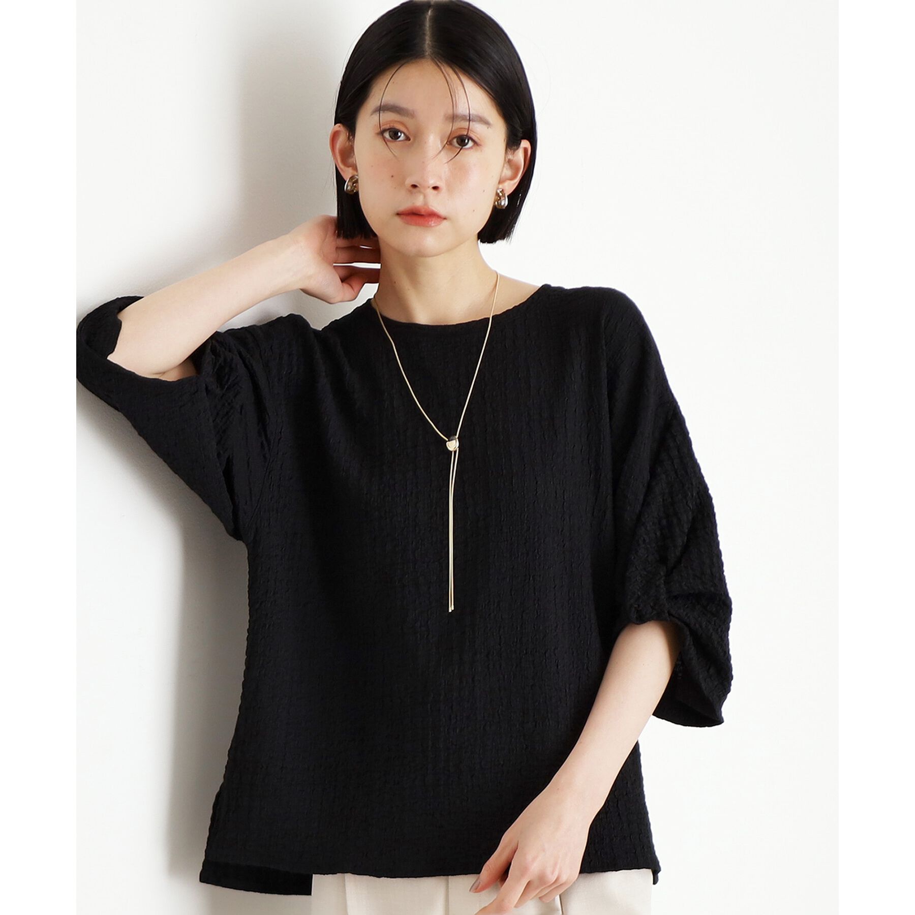 THE SHOP TK「ポコポコ袖タックプルオーバー【洗濯機OK】」|Tシャツ・カットソー|