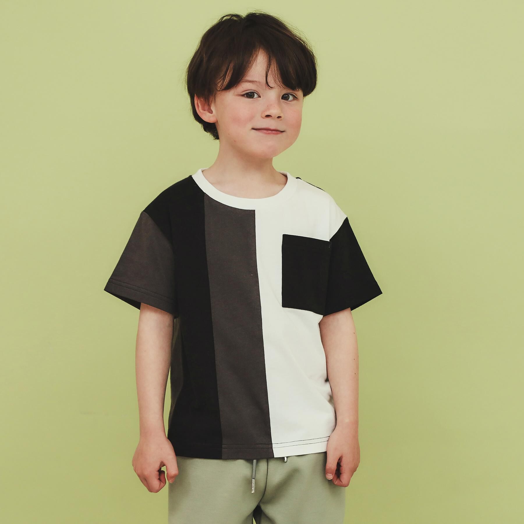 THE SHOP TK「【110-160/洗濯機OK】縦切替えポケットTシャツ」|Tシャツ・カットソー|