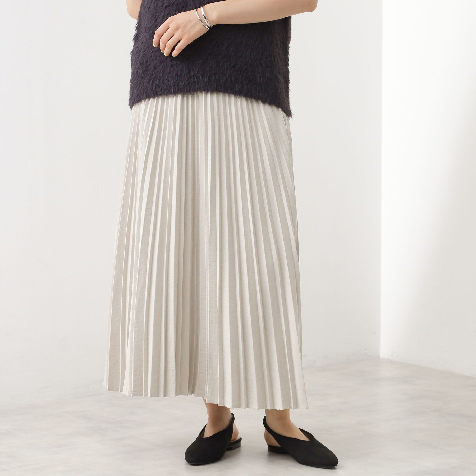 THE SHOP TK「スエードプリーツスカート【洗える】」|スカート|アイボリー(004)