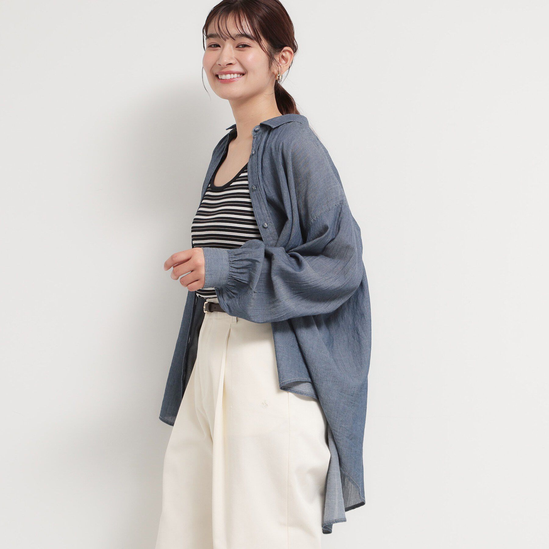 THE SHOP TK「軽やかでエアリー シアーデニムシャツ」|シャツ・ブラウス|