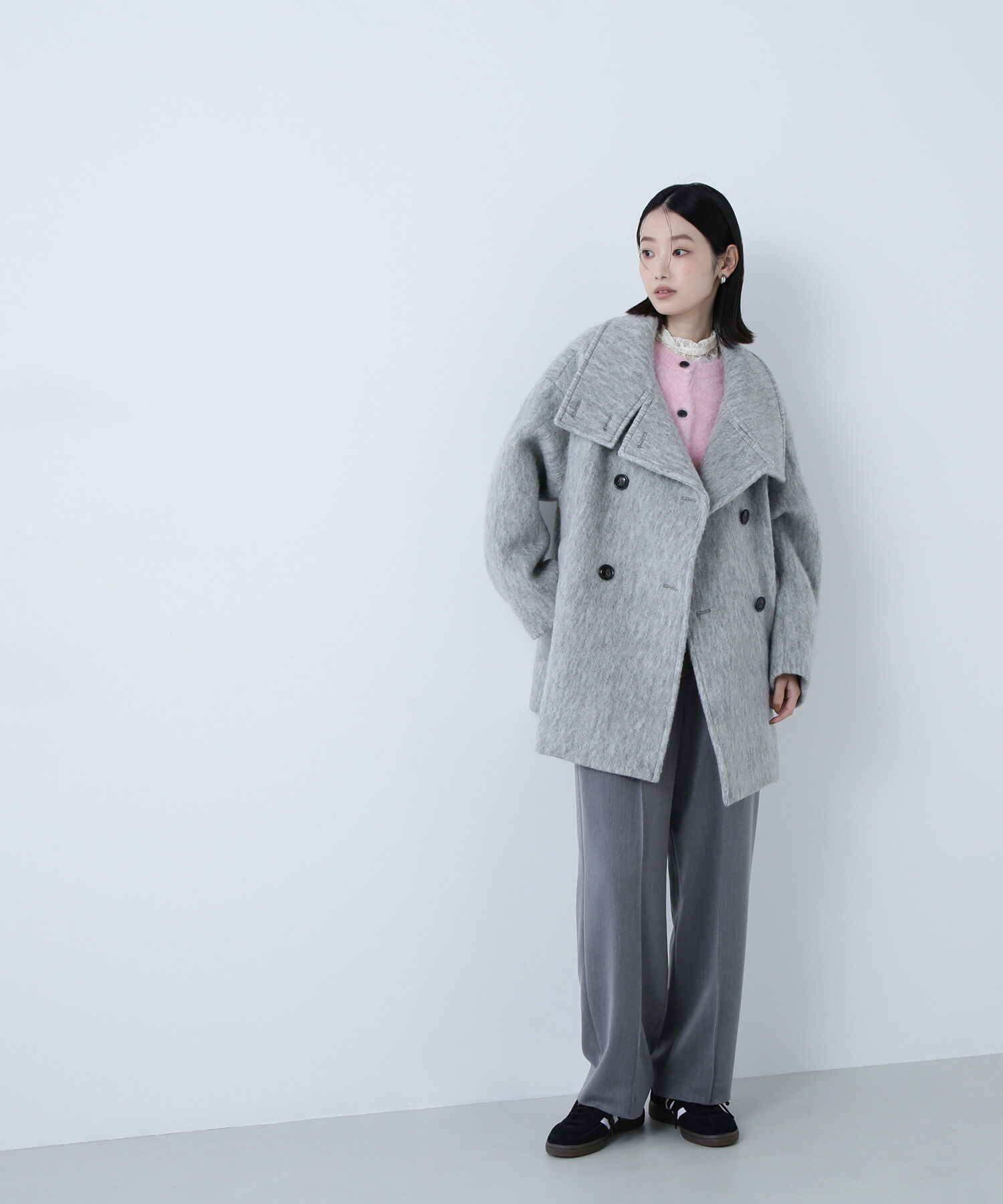  「スタンドネックシャギーミディコート」|ブルゾン・スタジャン|