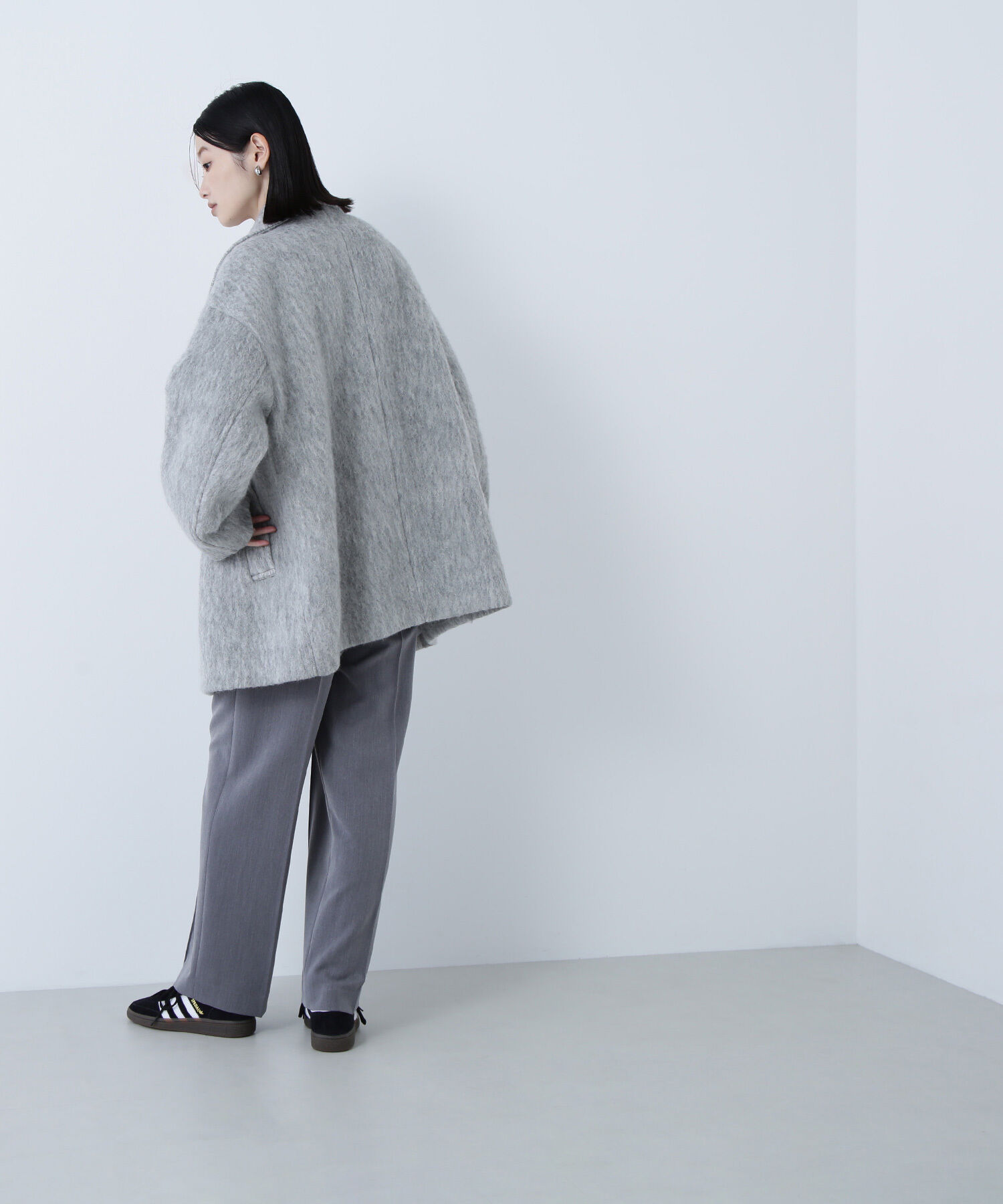  「スタンドネックシャギーミディコート」|ブルゾン・スタジャン|