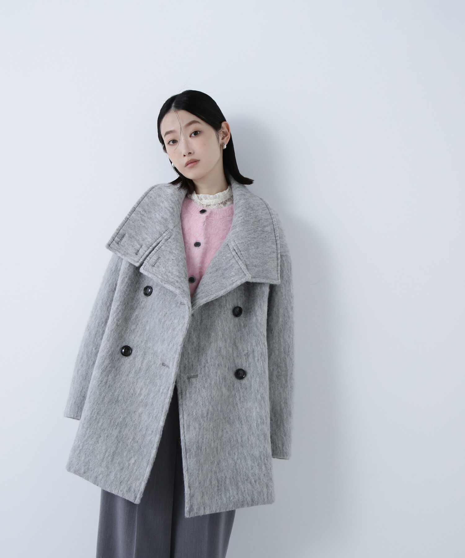  「スタンドネックシャギーミディコート」|ブルゾン・スタジャン|