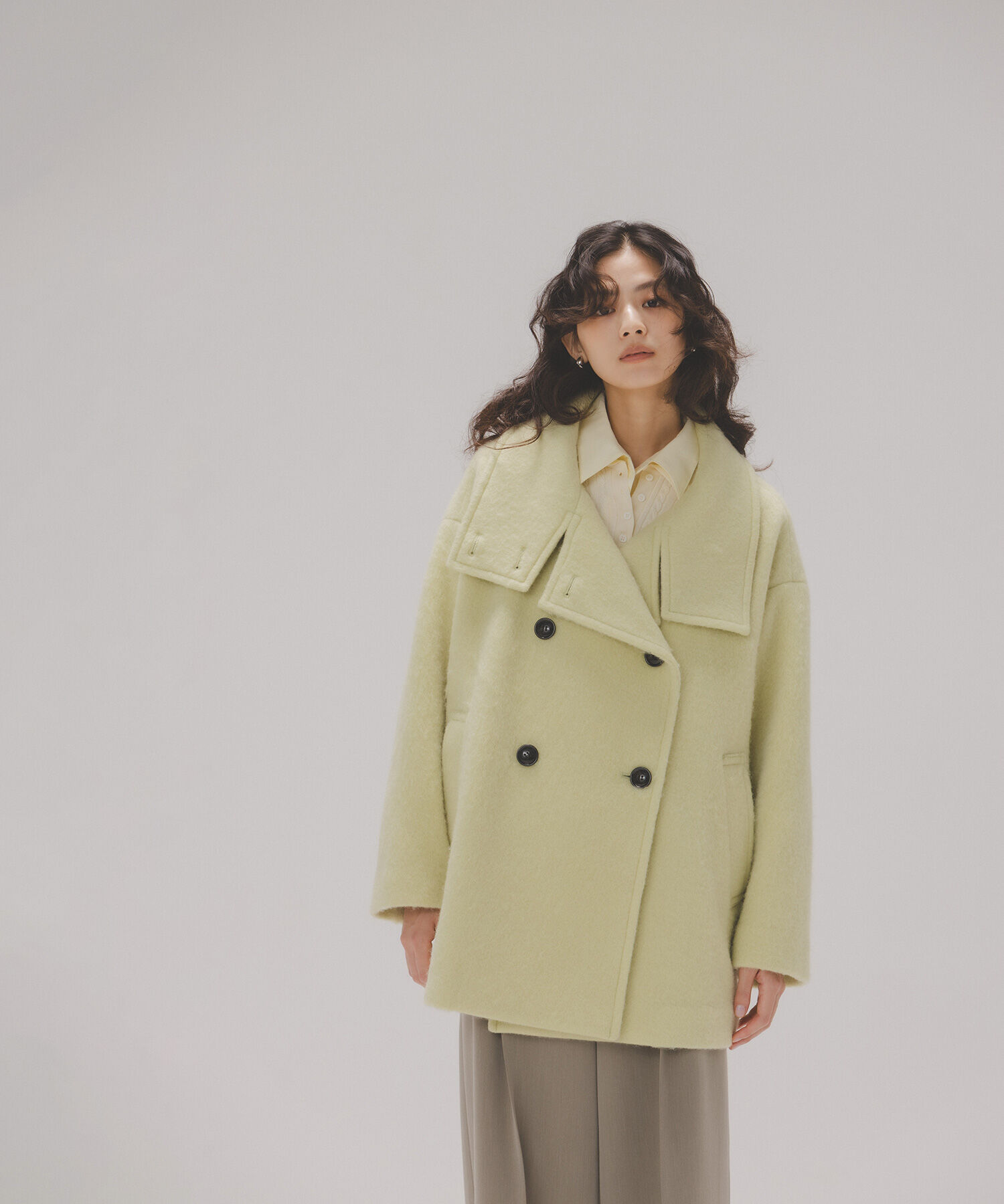  「スタンドネックシャギーミディコート」|ブルゾン・スタジャン|