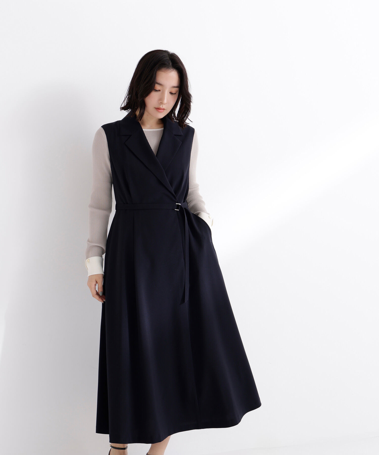  「テーラーベルテッドジャンスカ」|ワンピース|ネイビー