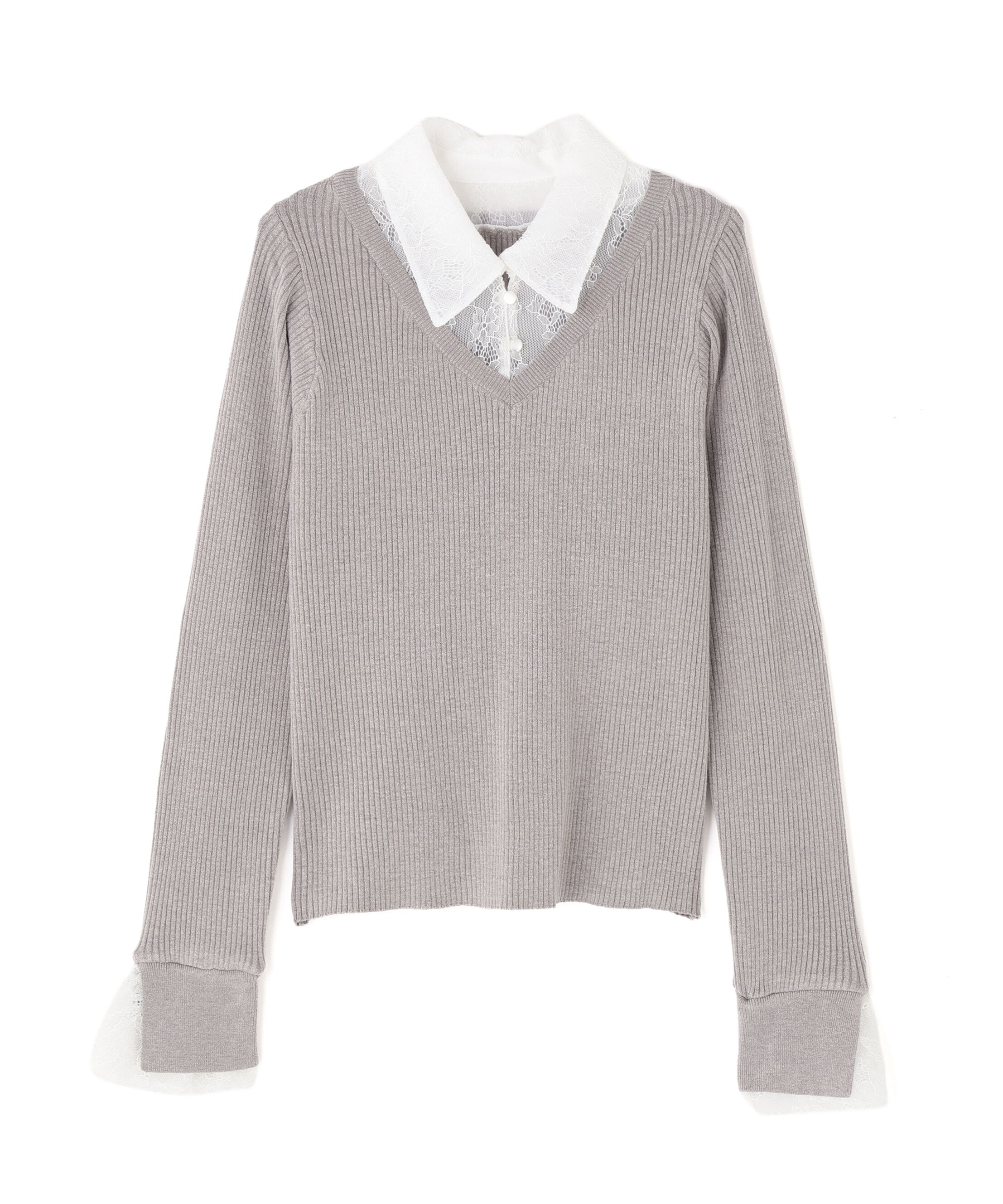  「レースカラードッキングニット」|ニット・セーター|