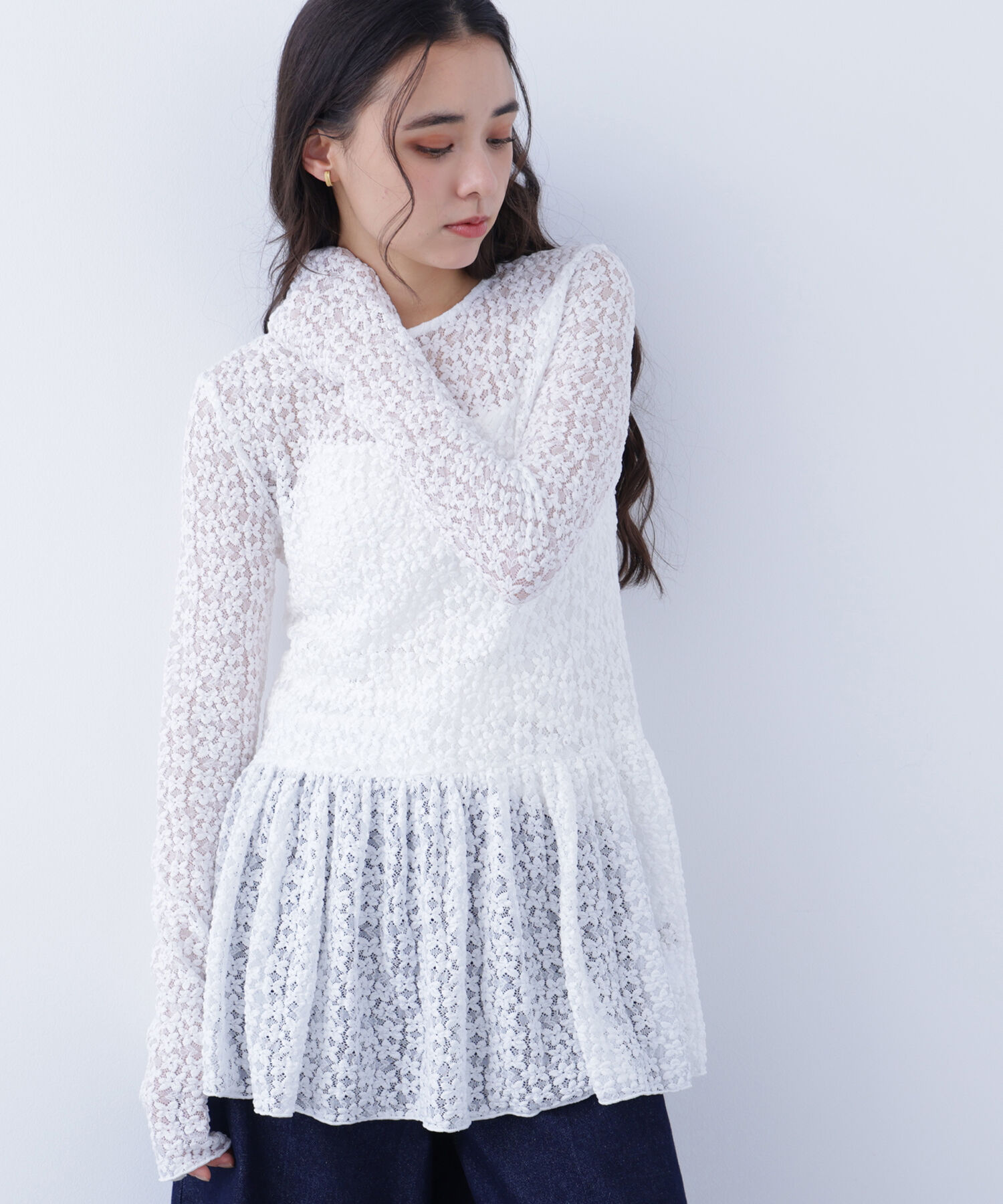  「〈N.〉 レースペプラムトップス」|Tシャツ・カットソー|